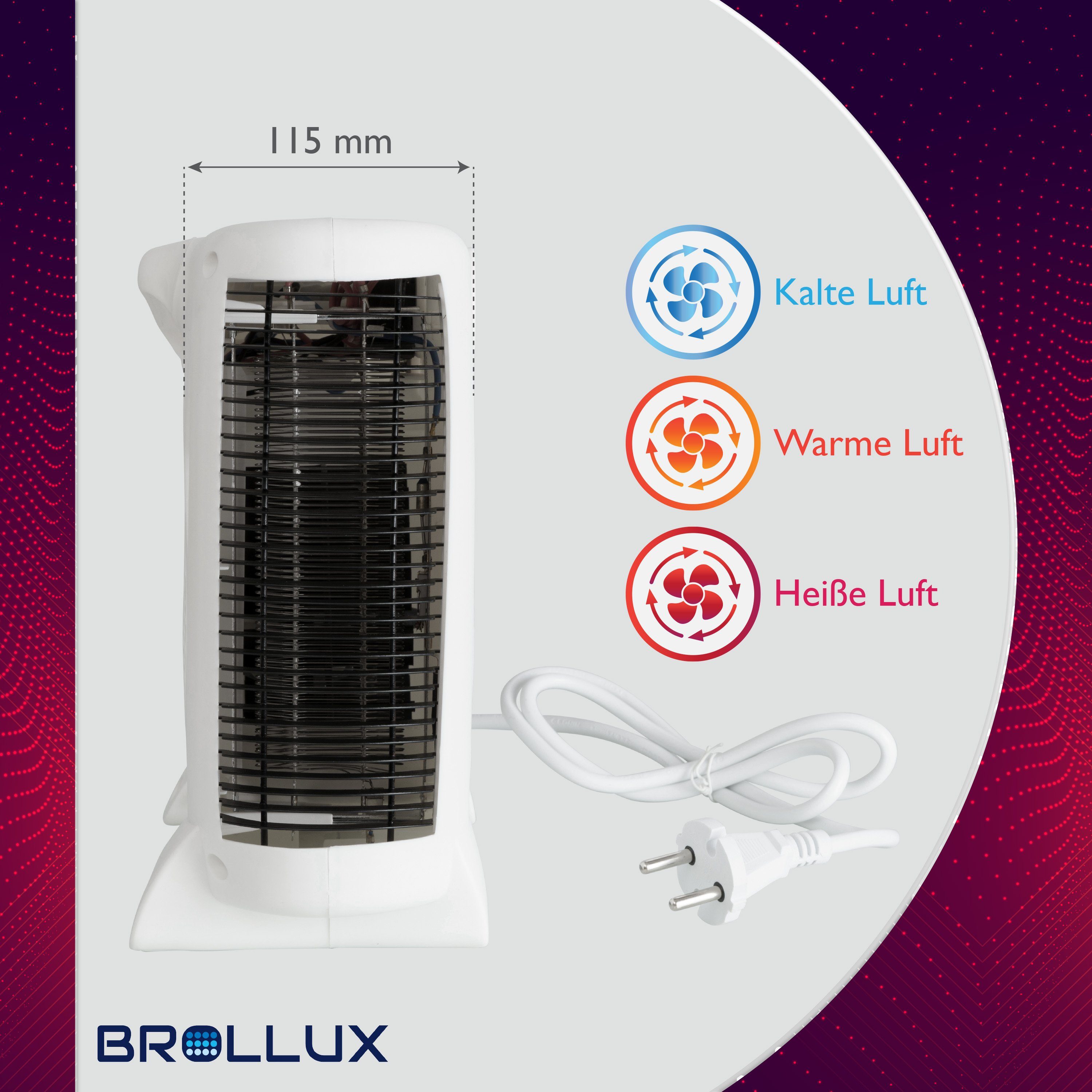 Ventilator mobiles Konvektor BROLLUX 2000 Elektroheizung, Heizgerät W, mit 2000W Heizlüfter Heizgerät Lüfter