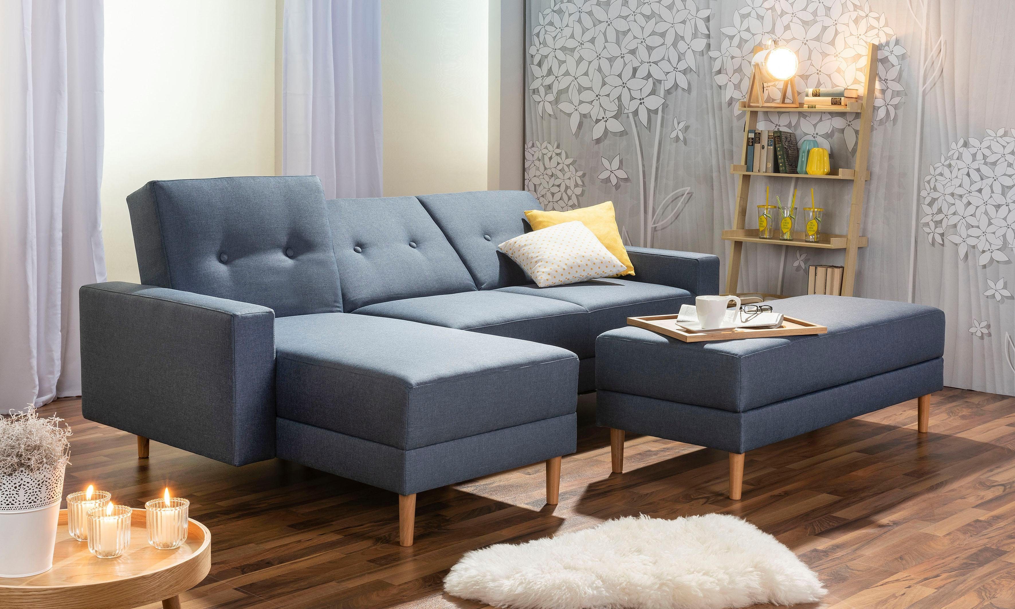 Chill, mit Recamiere, Ecksofa Just Winzer® inklusive Max Rückenverstellung, Schlafsofa Stauraumhocker