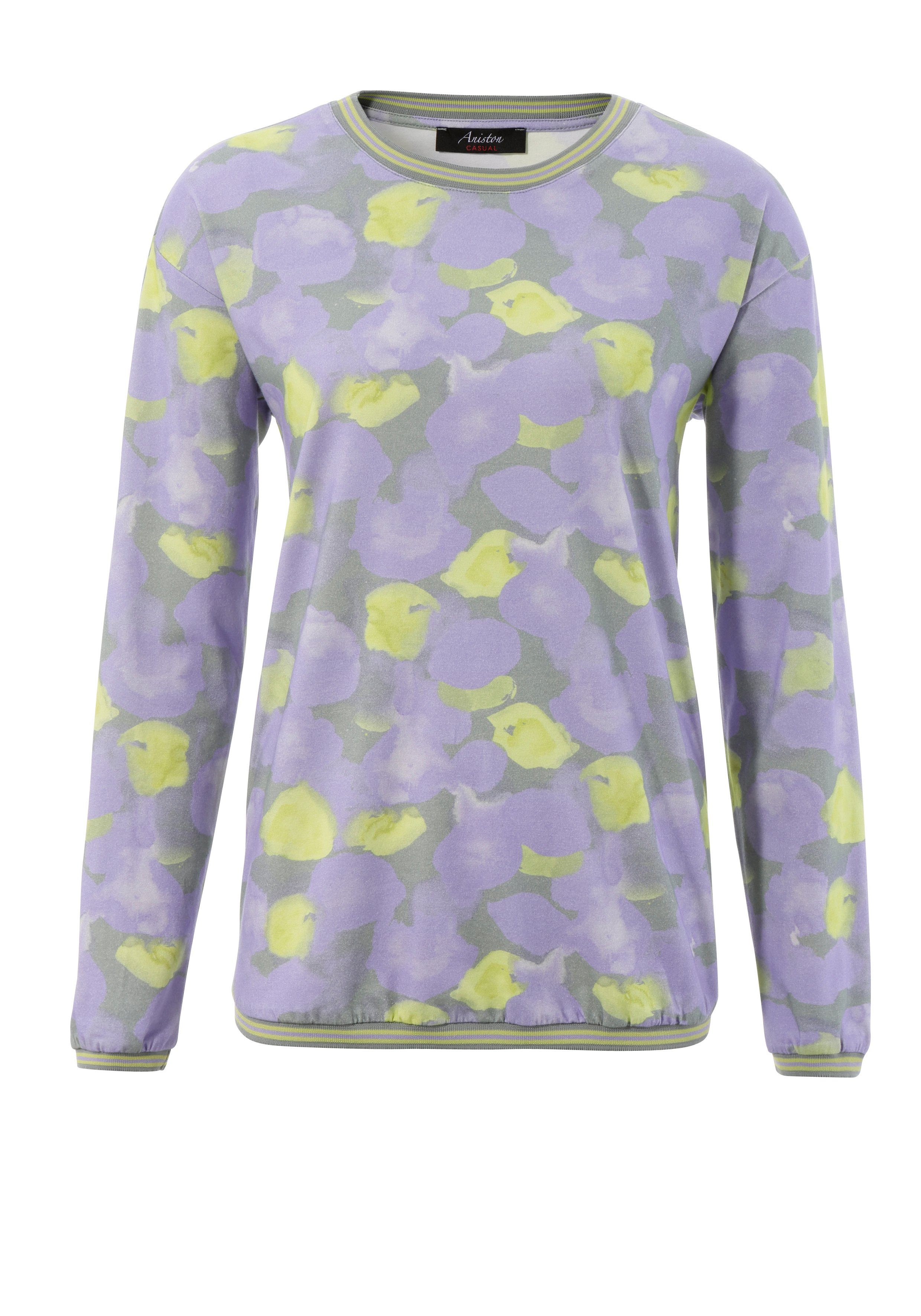 Damen Pullover Aniston CASUAL Sweatshirt mit gestreiften Bündchen