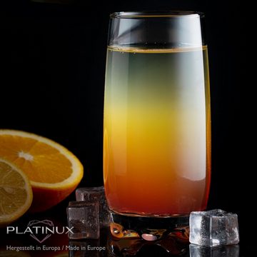 PLATINUX Glas Trinkgläser mit geformten Boden, Glas, Set 6 Teilig 350ml Wassergläser Saftgläser Frühstücksglas