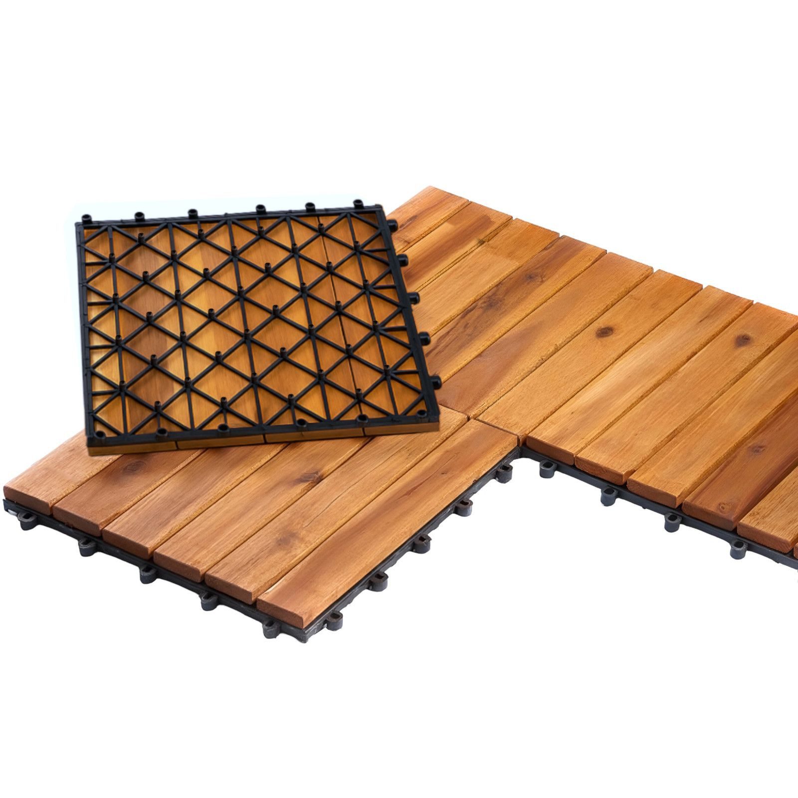 BURI Holzfliesen 11 Balkonfliesen 30x30 Terrassenfliesen Klicksystem 1qm Ba günstig online kaufen