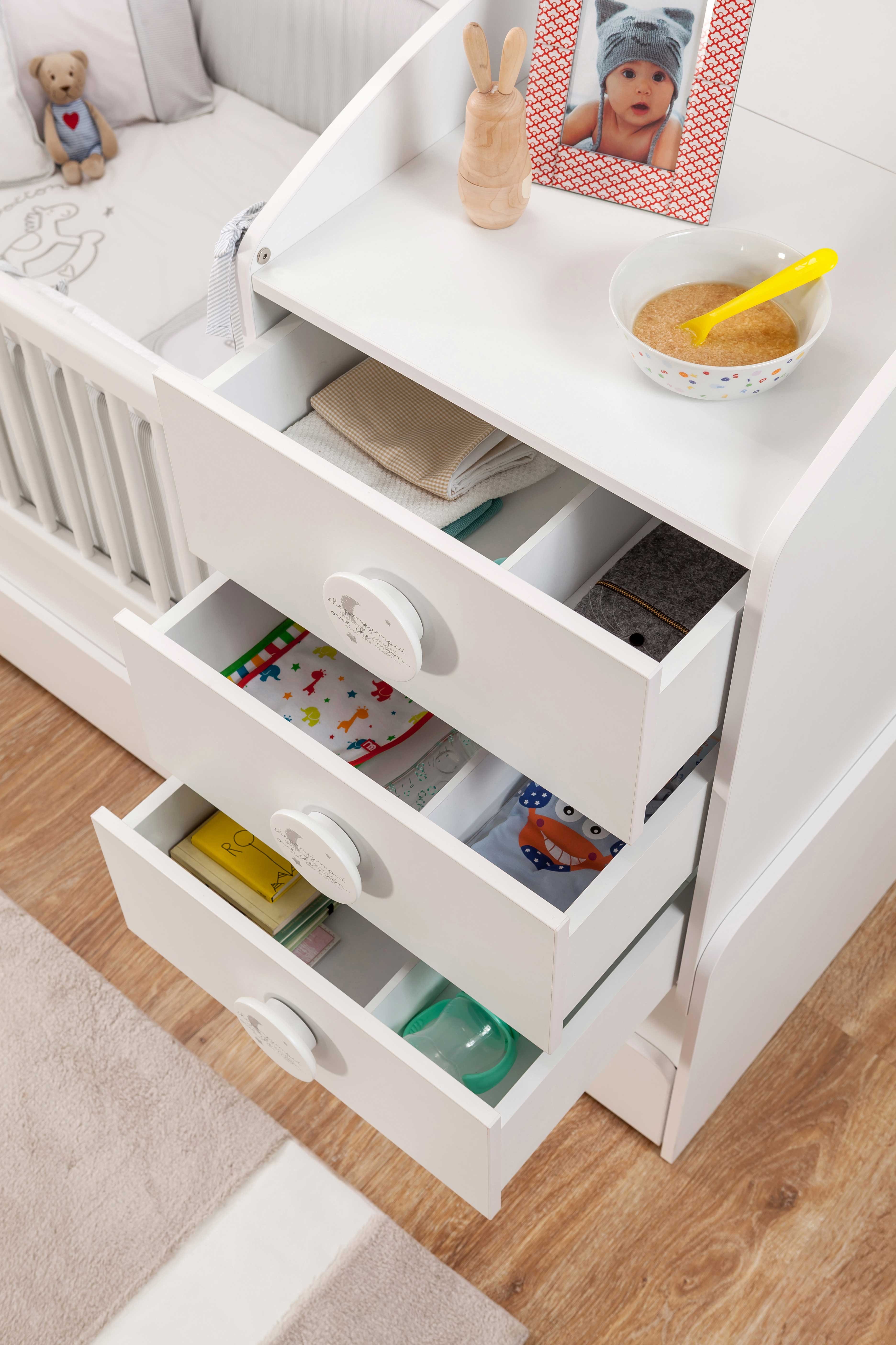 Furniture Time Baby Room Complete Set BABY COTTON 4-piece: Wardrobe, Crib, Chest of Drawers, Wall Shelf