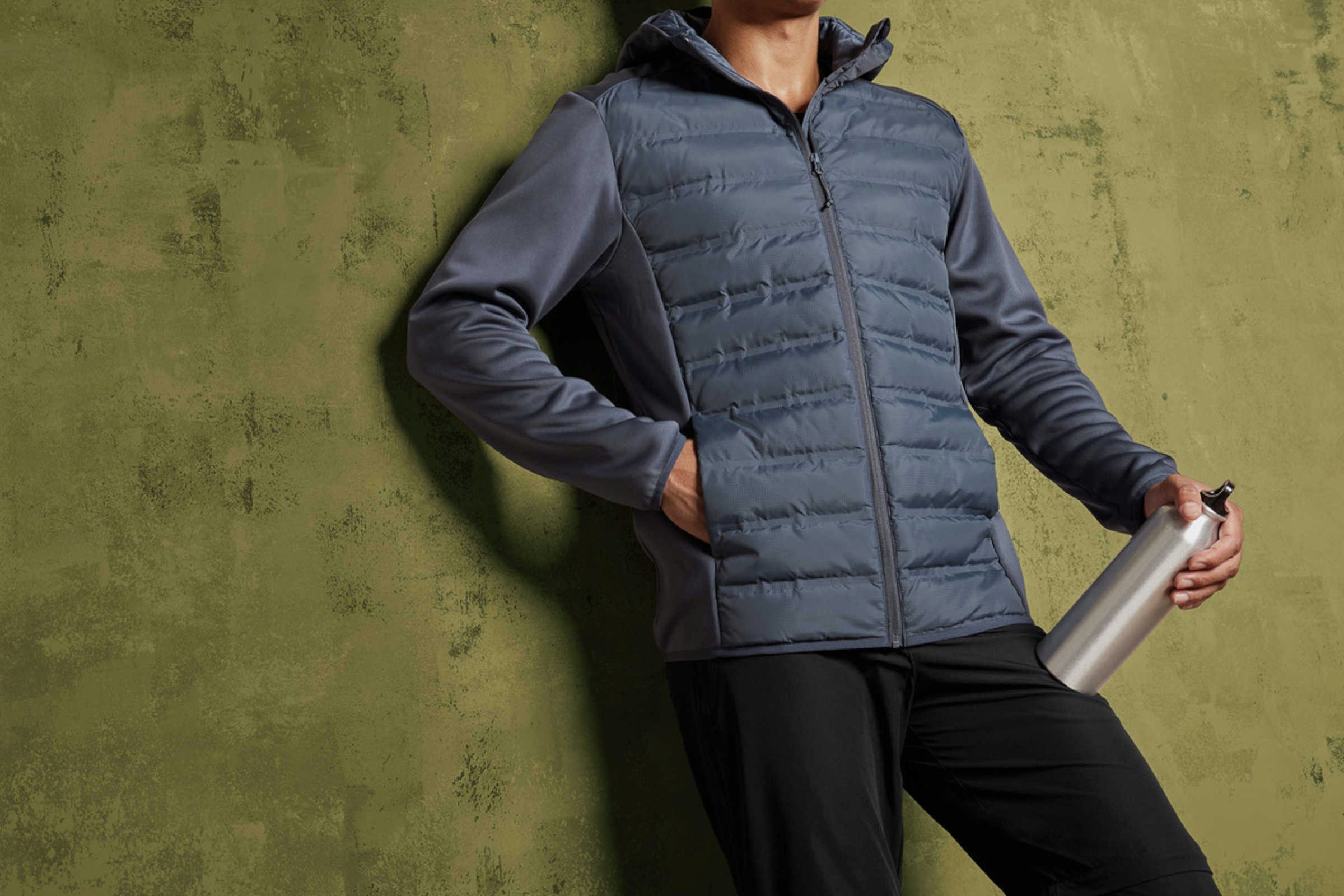 crivit Hybridjacke Herren Hybridjacke Kapuze wasserabweisend wasserabweisendes Obermaterial