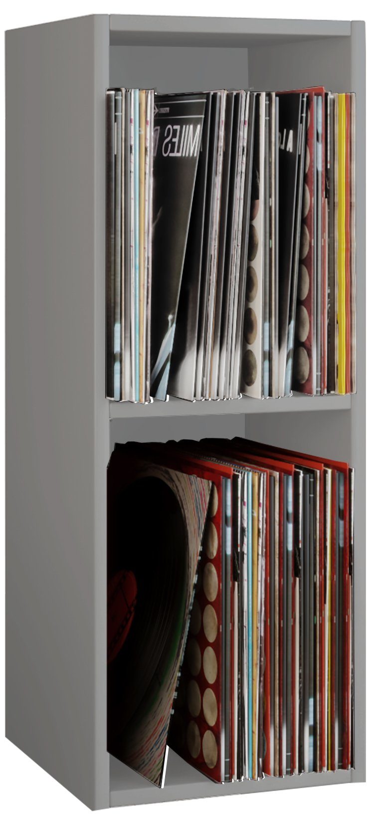 LP Holz Schallplatten 2fach, Grau 1-tlg. Regal Platto CD-Regal Stand VCM