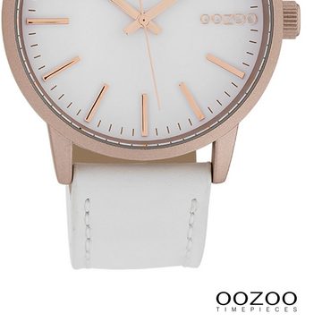 OOZOO Quarzuhr Oozoo Damen Armbanduhr Timepieces Analog, Damenuhr rund, groß (ca. 40mm) Lederarmband, Fashion-Style