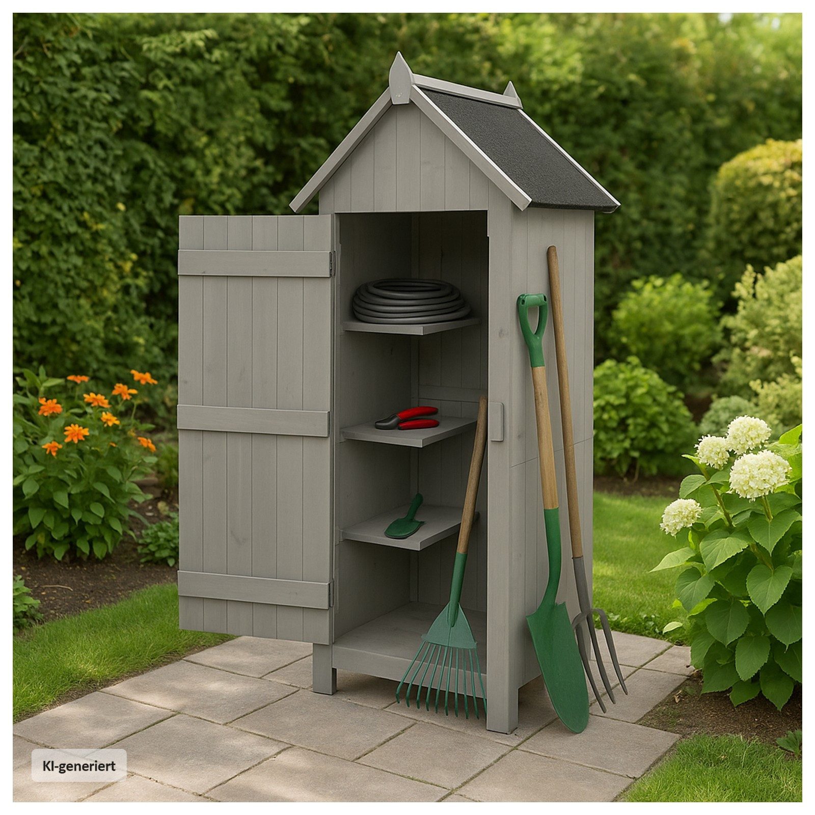 HTI-Living Garten-Geräteschrank Gartengeräteschrank aus Holz Grau, (Stück, 1 St., 1 Gerätschrank)