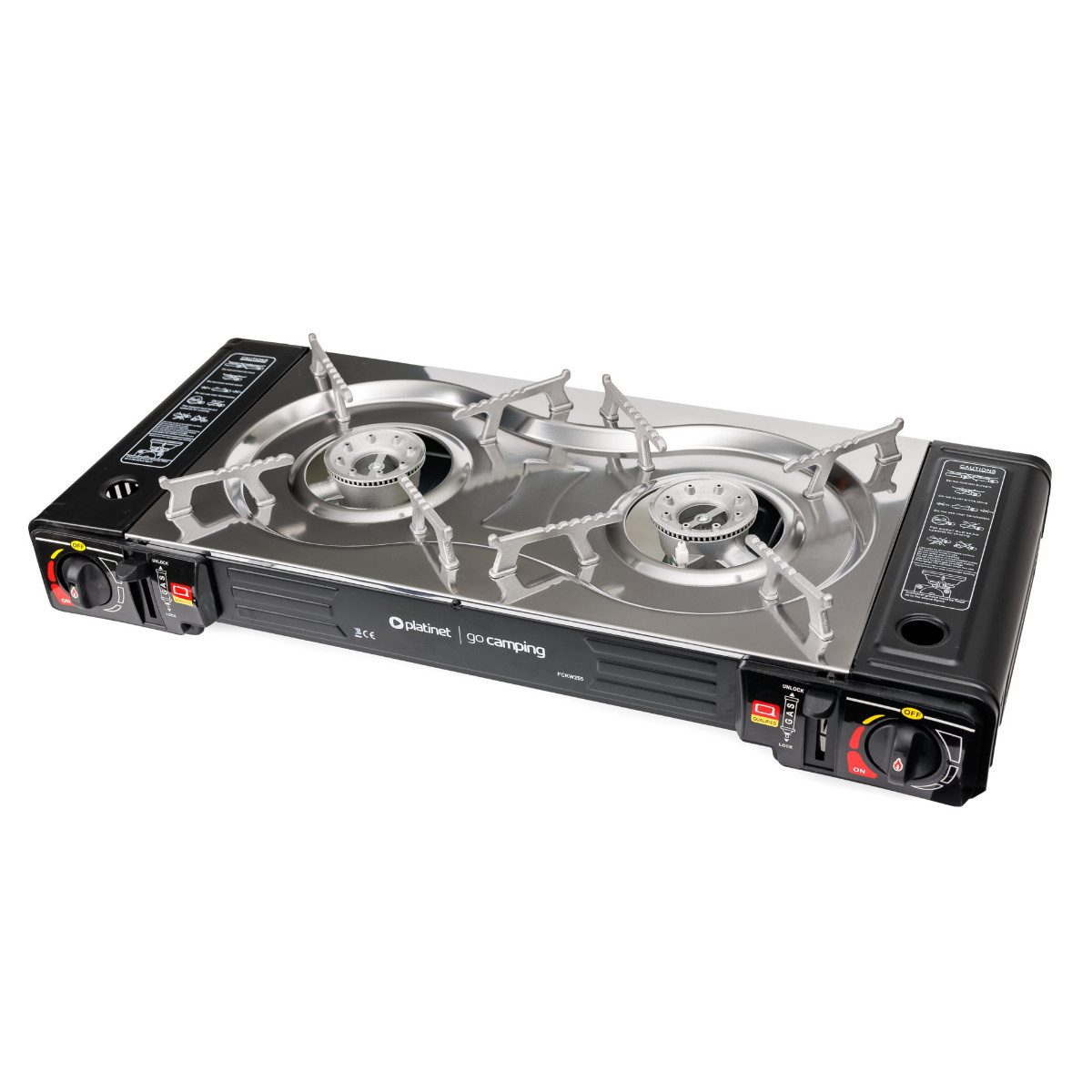 Platinet Gaskocher PCKW255, Zwei Brenner für paralleles Kochen mit hoher Gesamtleistung