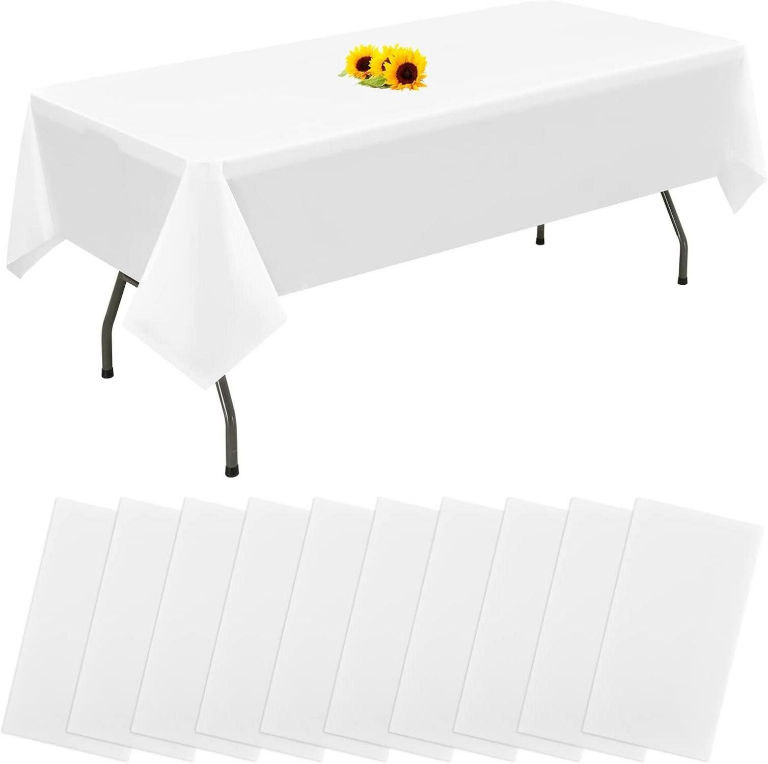 Tischdecke 10er Pack Einweg-Tischdecken Weiß 137x274 cm Premium wasserdicht für
