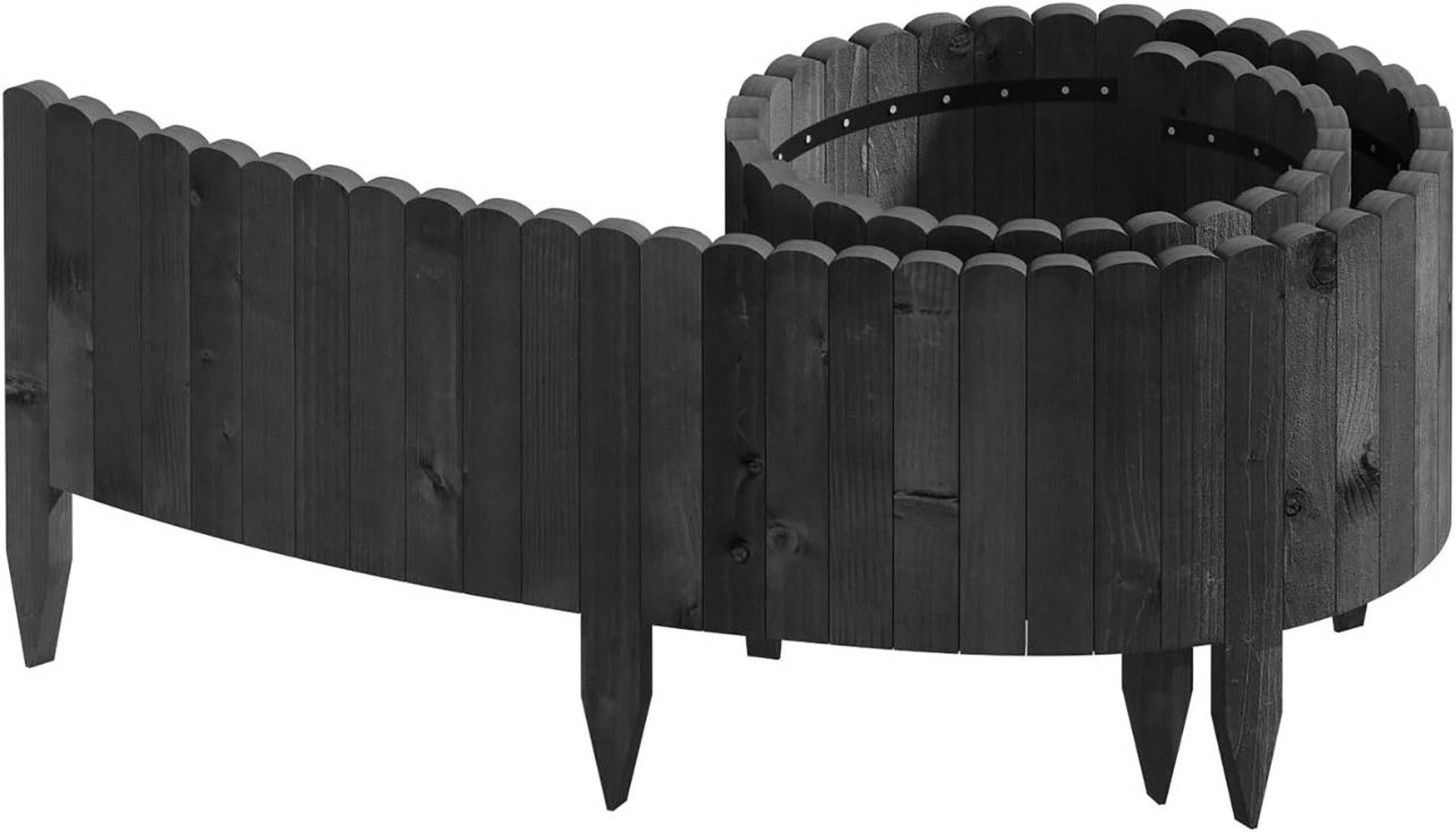 Woltu Rasenkante, Beeteinfassung Holz, Flexibler Rollborder, Umzäunung für Garten