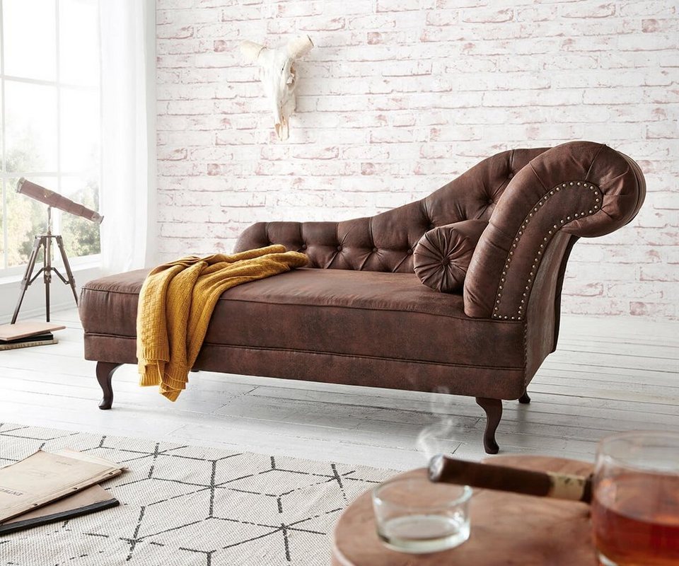 DELIFE Chaiselongue Patsy Braun 185x75 cm Antik Optik
