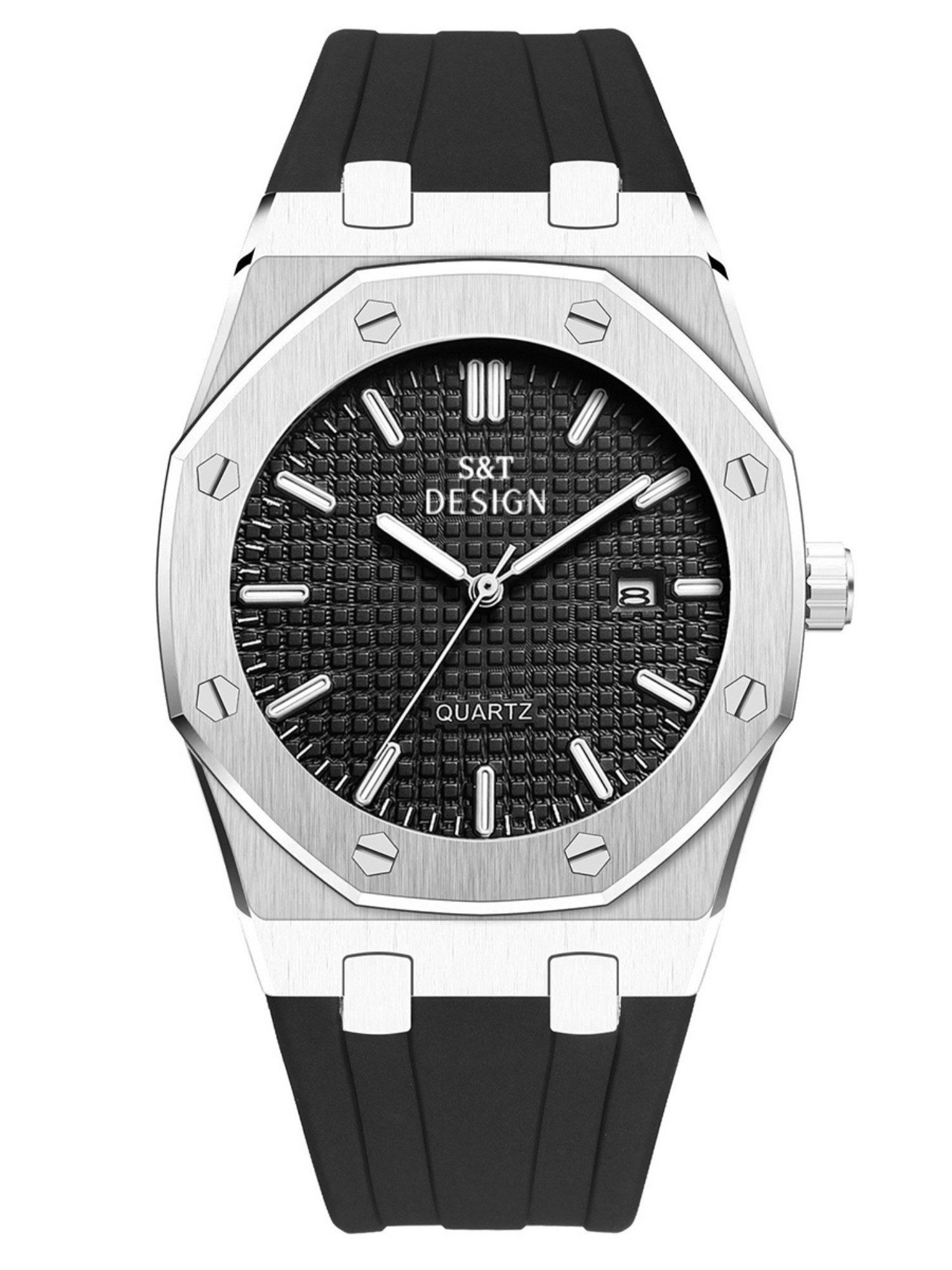 Quarzuhr Herren Uhr Edelstahl Armbanduhr Herrenuhr Silikonarmband