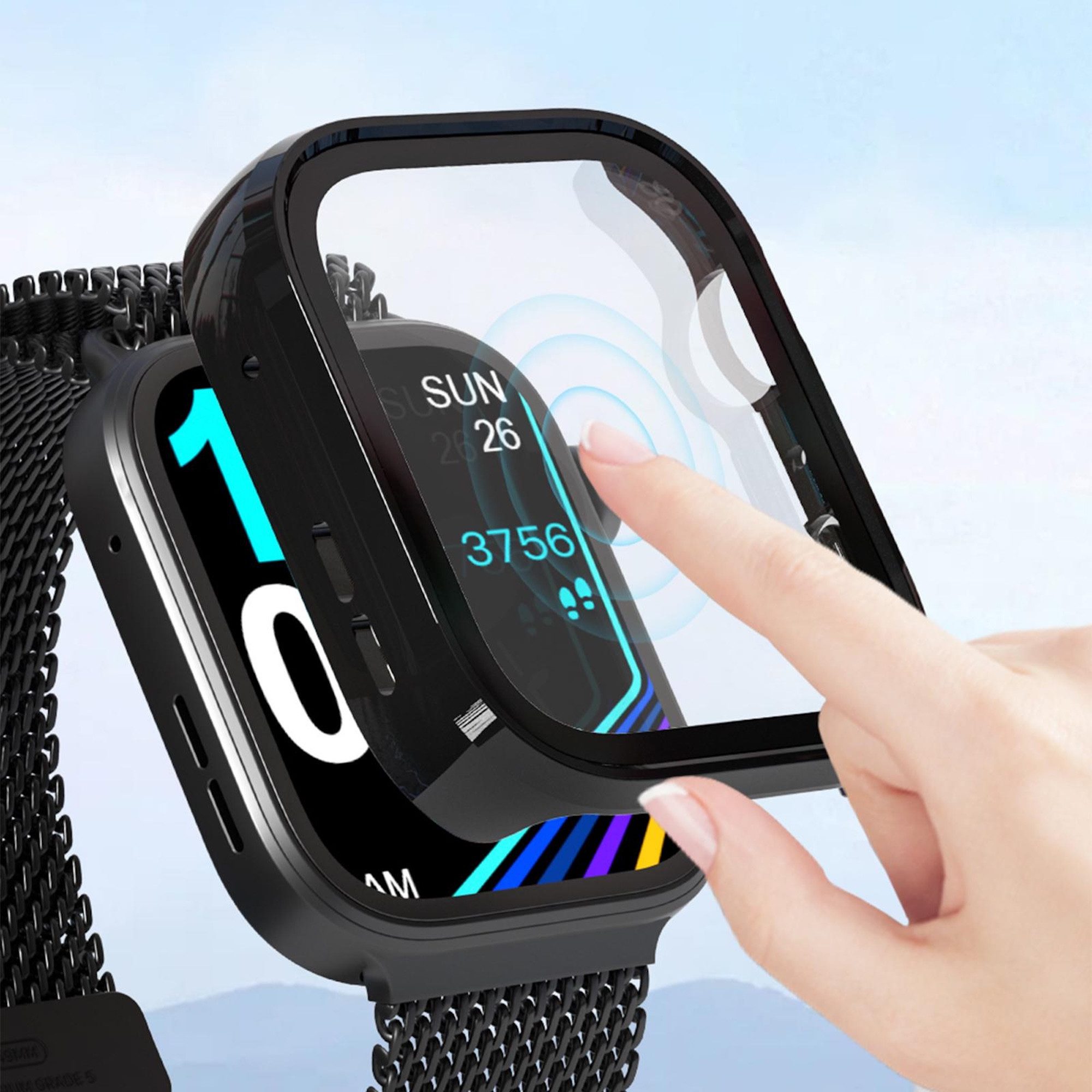 Wigento Smartwatch-Hülle Für Huawei Watch Fit 4 Kunststoff Watch PC Hülle + 9H Hart Glas Grün, Schutzhülle aus PC + Hart Glas für Rundumschutz