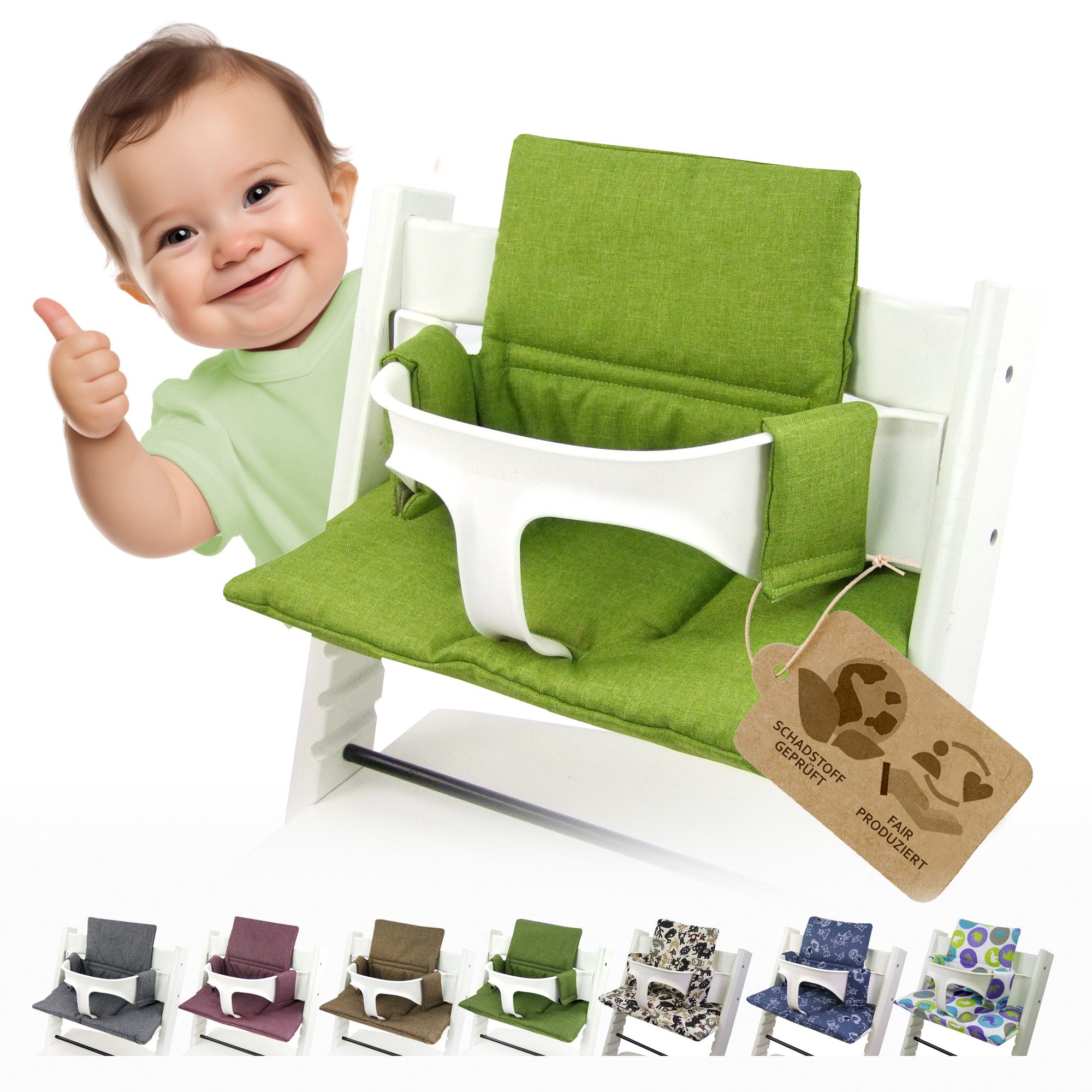 BambiniWelt by Rafael K. Hochstuhlauflage Ersatzbezug Bezug Sitzkissen kompatibel mit Stokke Tripp Trapp Mod. 2