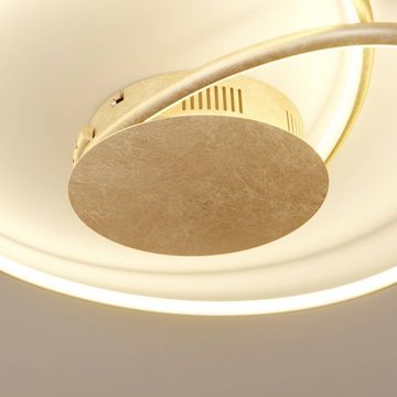 Lindby LED Deckenleuchte Joline, LED-Leuchtmittel fest verbaut, warmweiß, Modern, Metall, Kunststoff, gold, inkl. Leuchtmittel, LED Lampe