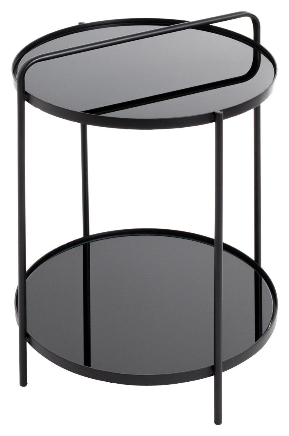 HAKU Beistelltisch WAKEFIELD, Ø 38 cm, Gestell Schwarz, aus mit aus Tragegriff Stahlrohr, Glas, Platten
