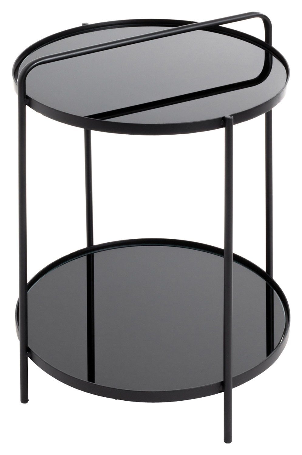 Beistelltisch WAKEFIELD, Ø 38 cm, Schwarz, Platten aus Glas