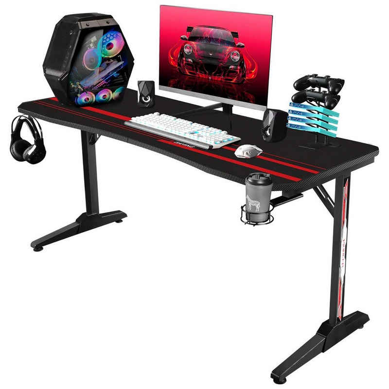 HOMALL Gamingtisch 160cm Gamingtisch Computertisch mit Getränkehalter und Mauspads