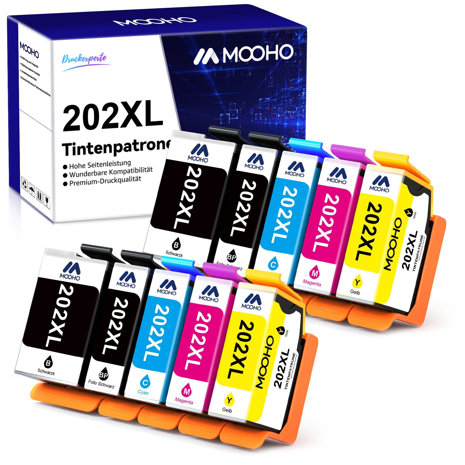 MOOHO »Epson 202XL 202 XL« Tintenpatrone (für XP6000 XP6005 XP6100 XP6105  XP6001)