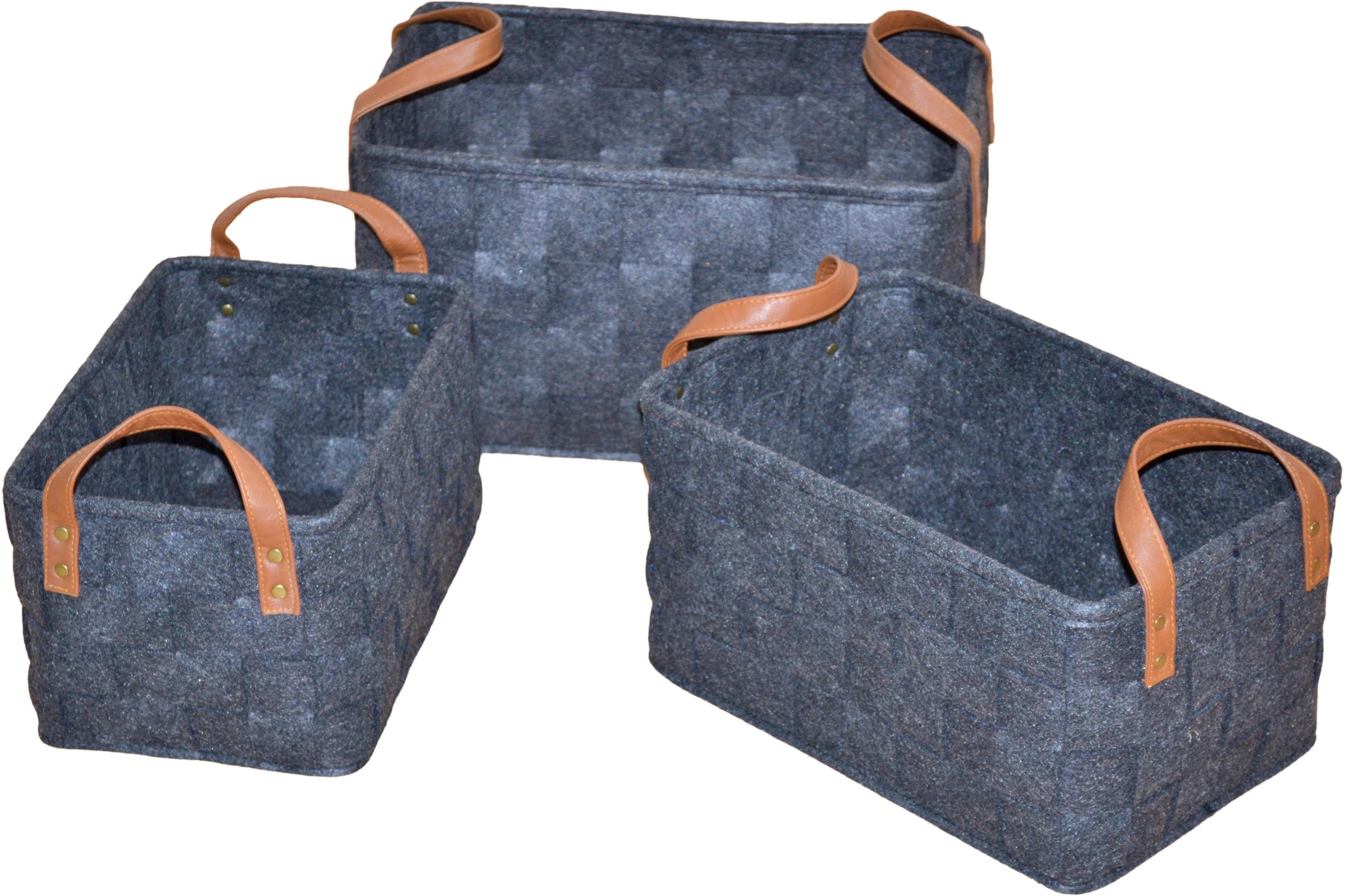 HOFMANN LIVING AND MORE Organizer (Set, 3 St), in Filzoptik, mit Tragegriffen aus Kunstleder