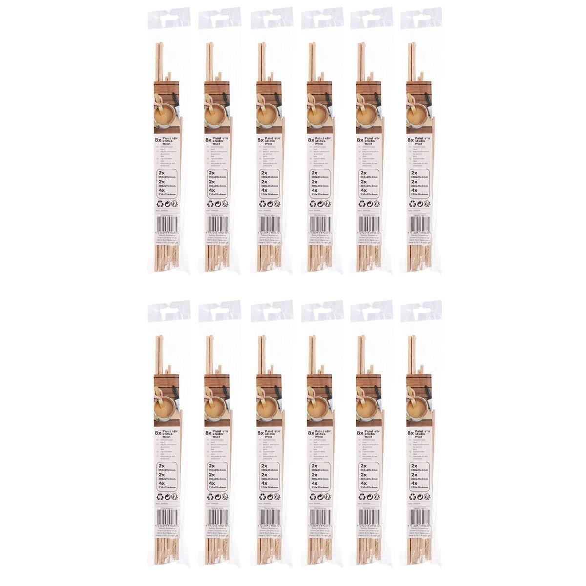 Marabellas Shop Rührstab Farbrührstab ca.230-350 x 20 x 4mm Bastelleisten 12er-Set Bastelholz