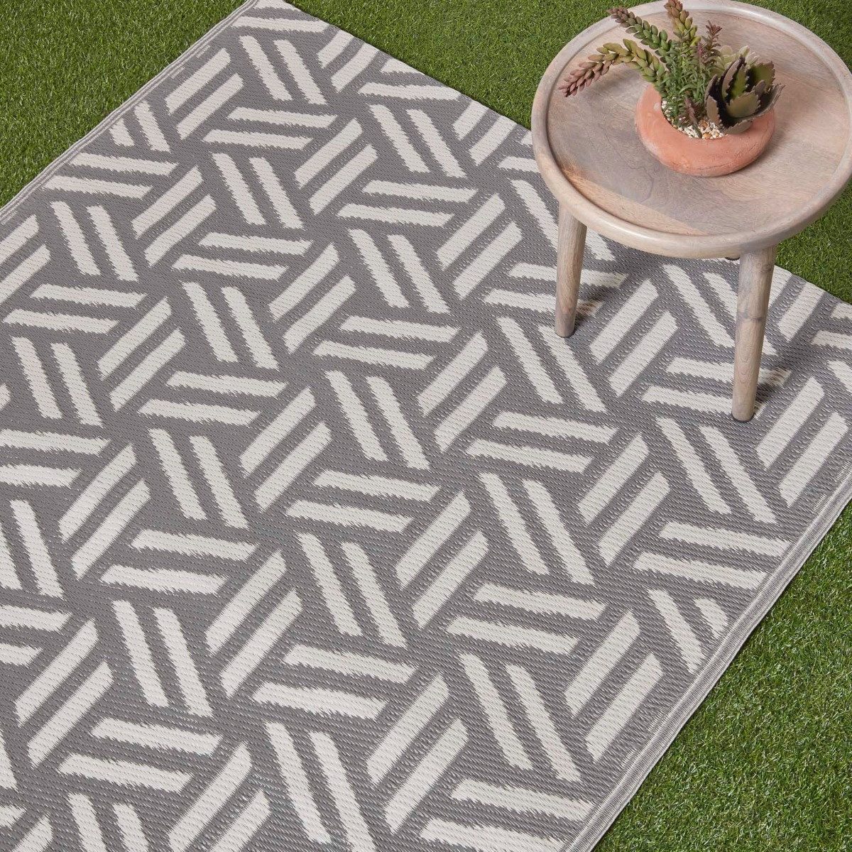 Homescapes Outdoorteppich Outdoor-Teppich Luna aus Polypropylen mit grauem Muster, 180 x 270 cm, rechteckig, Höhe: 20 mm
