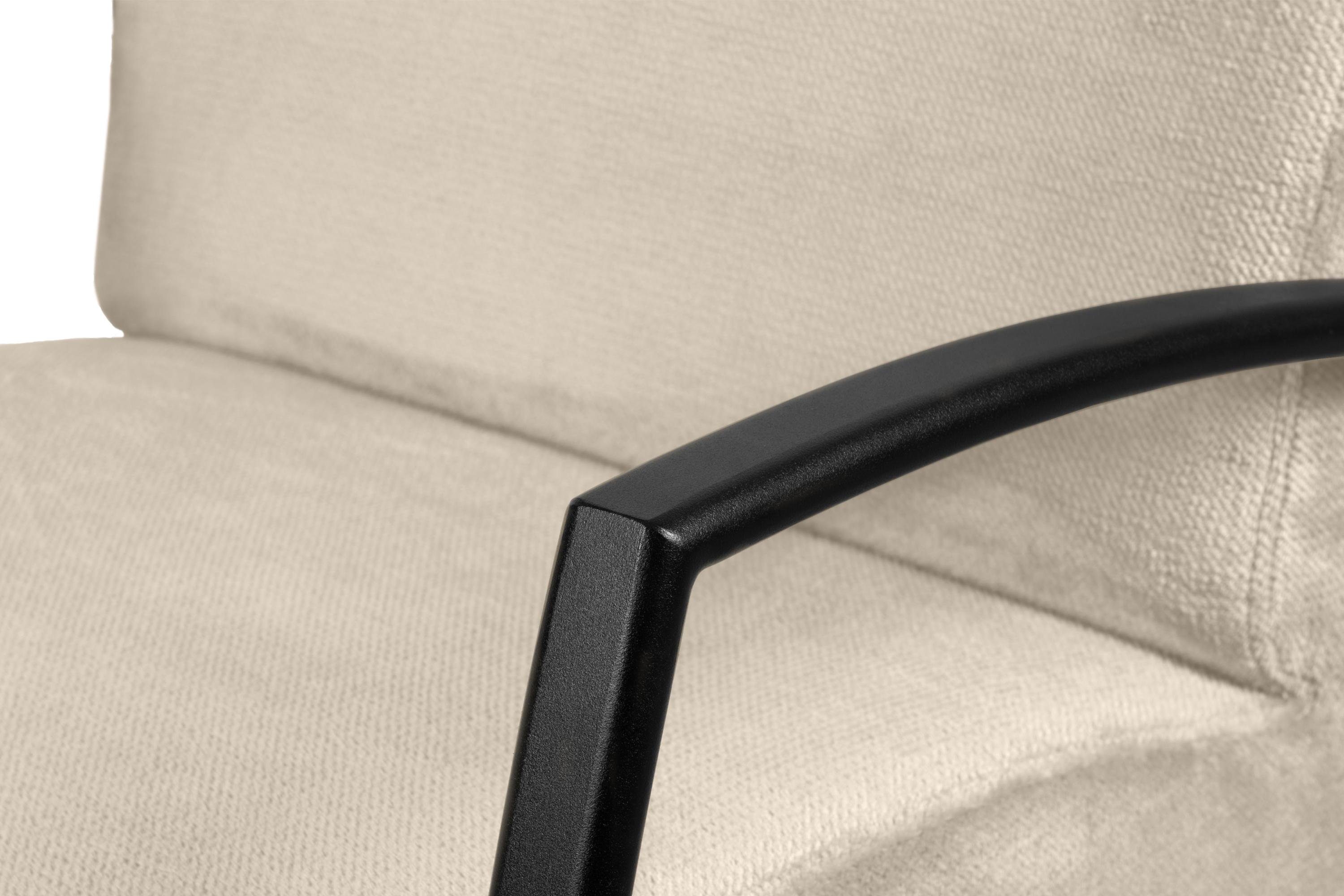 Cocktailsessel cremefarben Konsimo Hocker), mit mit bequemes Form Sitz, für Feder Hocker gewellter Sessel Sitzen im (Relaxsessel mit cremefarben CARO | ergonomische
