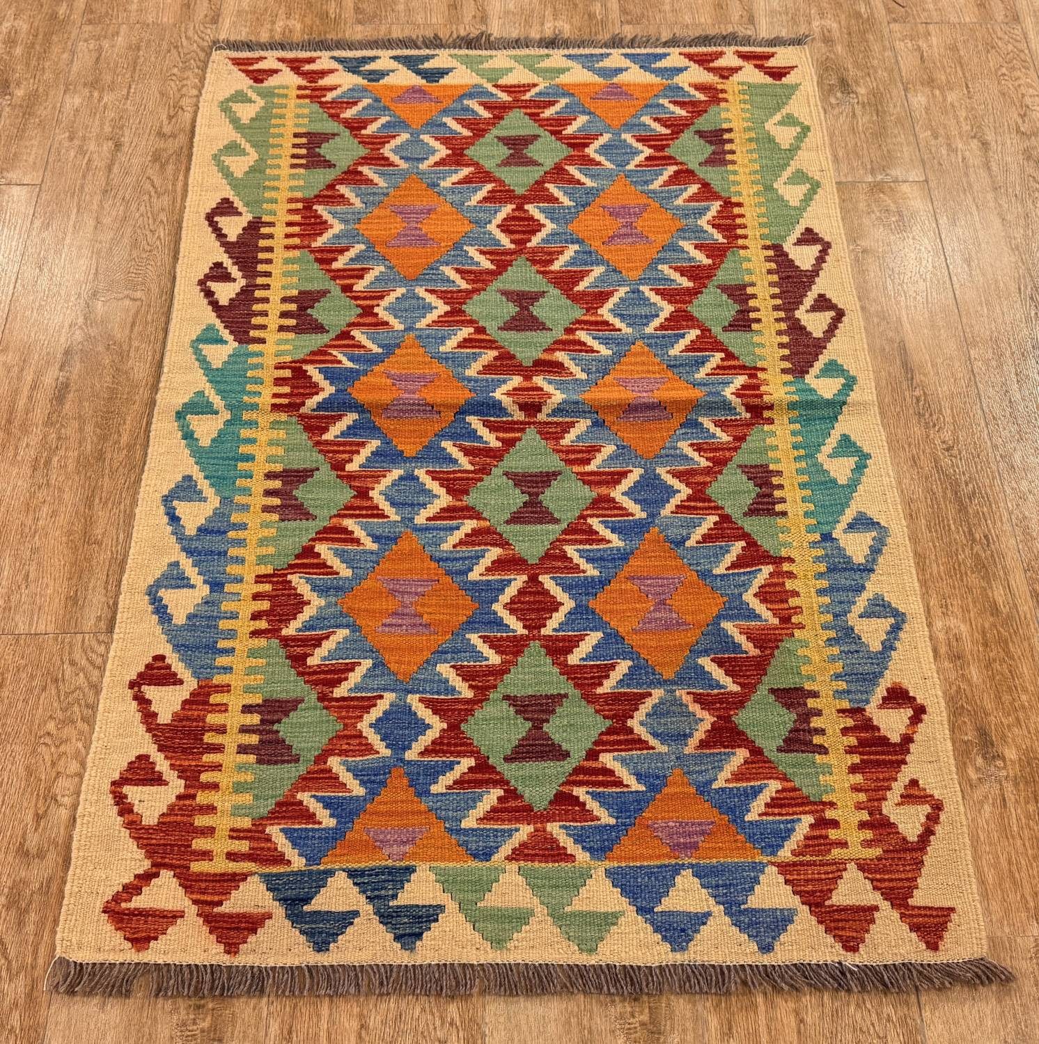 Rug Studios Teppich KELIM ORIGINAL HANDGEARBEITET, Rechteckig, Höhe: 5 mm, Handgewebt, 87 x 130 cm, Multi