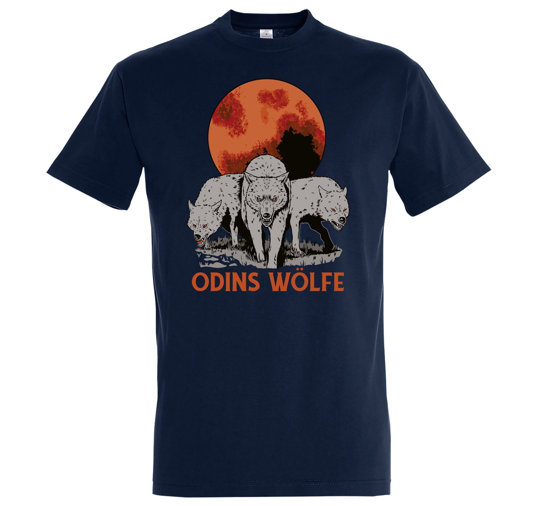 Youth Designz T-Shirt Odins Wölfe Herren Shirt mit trendigem Frontprint Navyblau