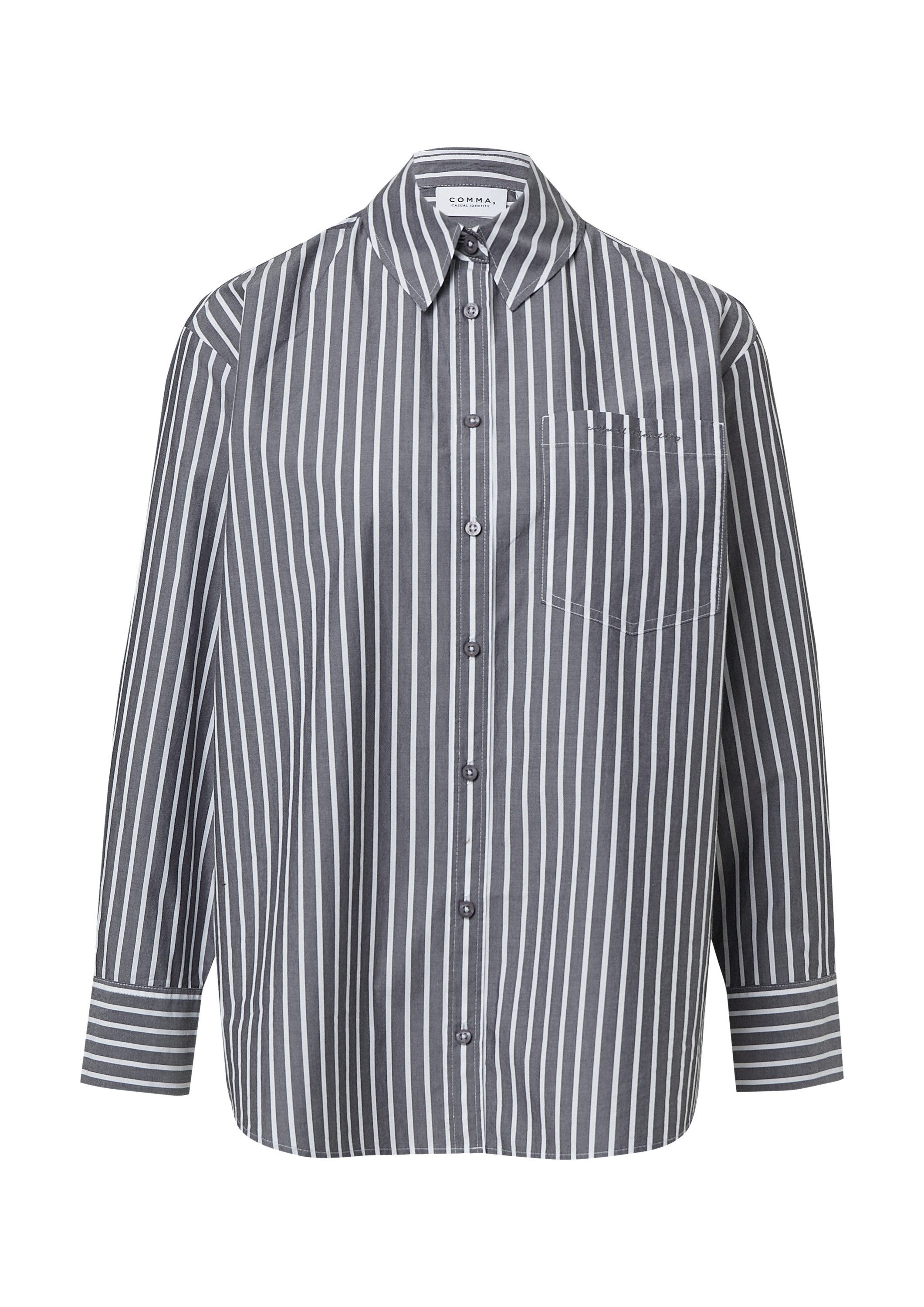 comma Langarmbluse Bluse Popeline-Bluse aus Baumwolle günstig online kaufen