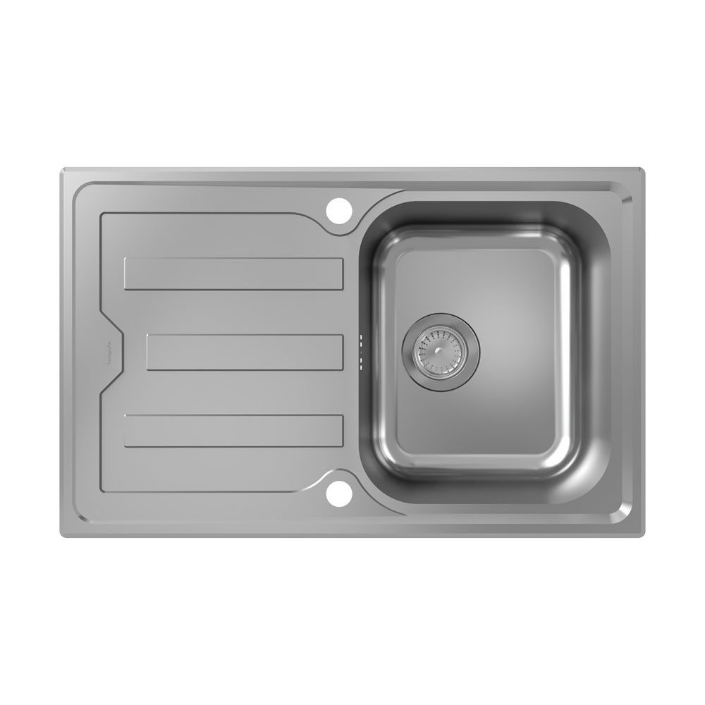 hansgrohe Edelstahlspüle hansgrohe S440-A342 79 kurze Abtropffläche Exzenterbedienung Edelstahl, 79/50 cm