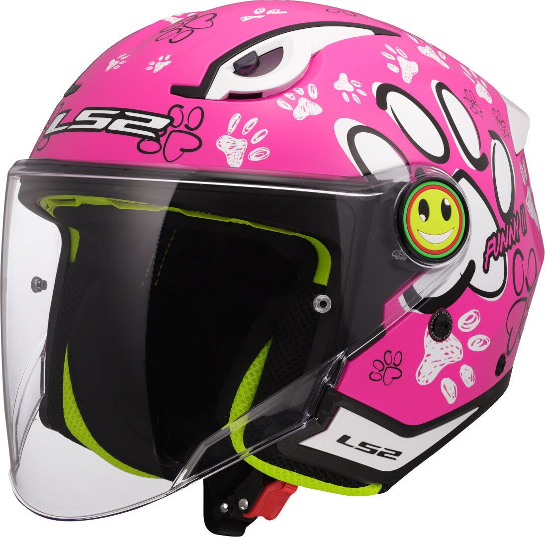 LS2 Motorradhelm OF622 Funny II Paws Kinder Jethelm, Notfallsystem-Polsterung (EQRS)