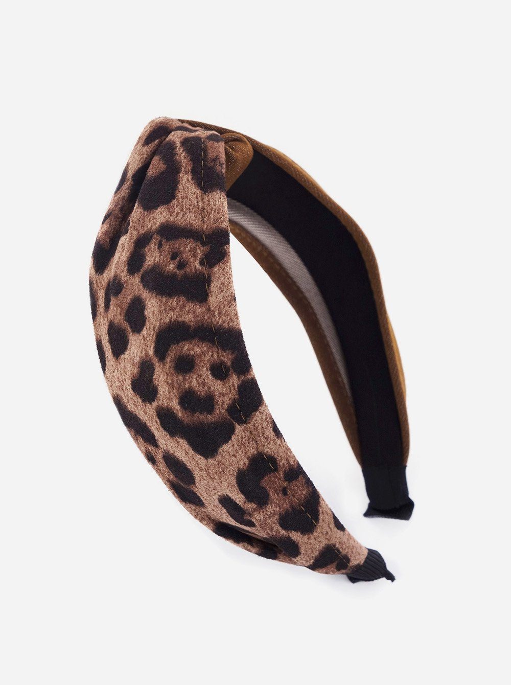 Breiter Damen Braun Leoparden Muster Klassik-Look axy Haarreif Leopard mit Haarreif und Stoff, Haareifen Jeansfarbe & Jeans Haarband