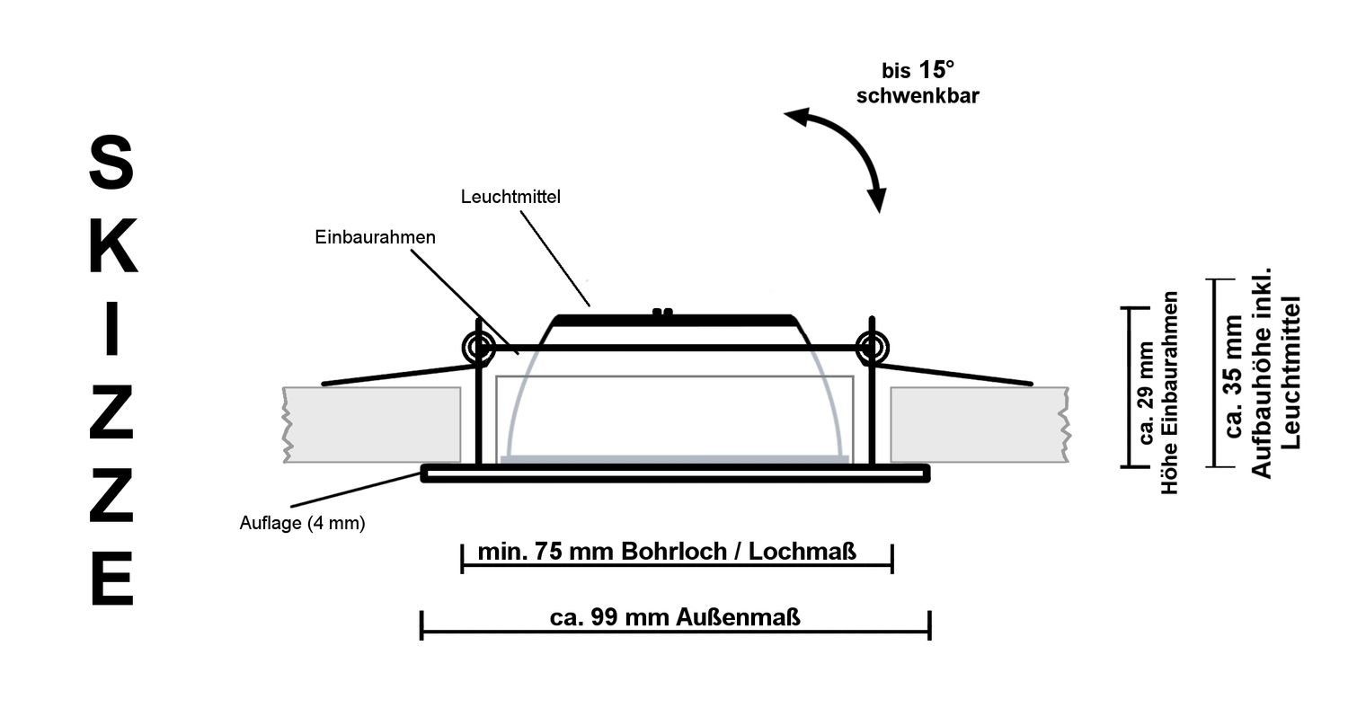 Einbaustrahler LED in extra schwarz LED LEDANDO mit 3er Leuchtmittel Einbaustrahler 5W flach Set