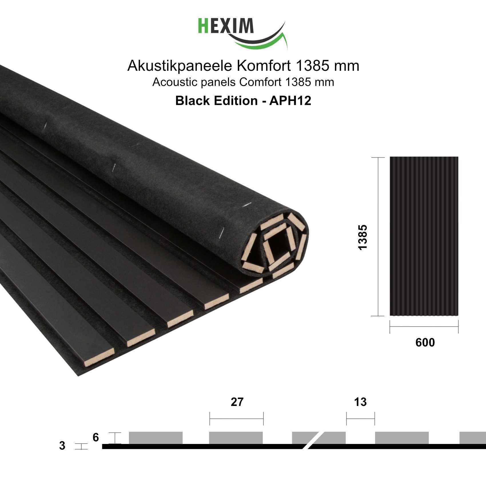 Hexim Wanddekoobjekt APH12 (Akustikpaneele 138,5x60cm Holz Comfort - flexib günstig online kaufen