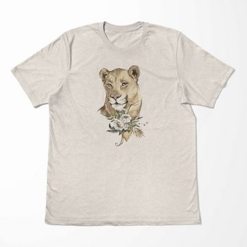 Sinus Art T-Shirt Herren Shirt 100% gekämmte Bio-Baumwolle T-Shirt Aquarell Löwin Porträt Motiv Nachhaltig Ökomode au (1-tlg)