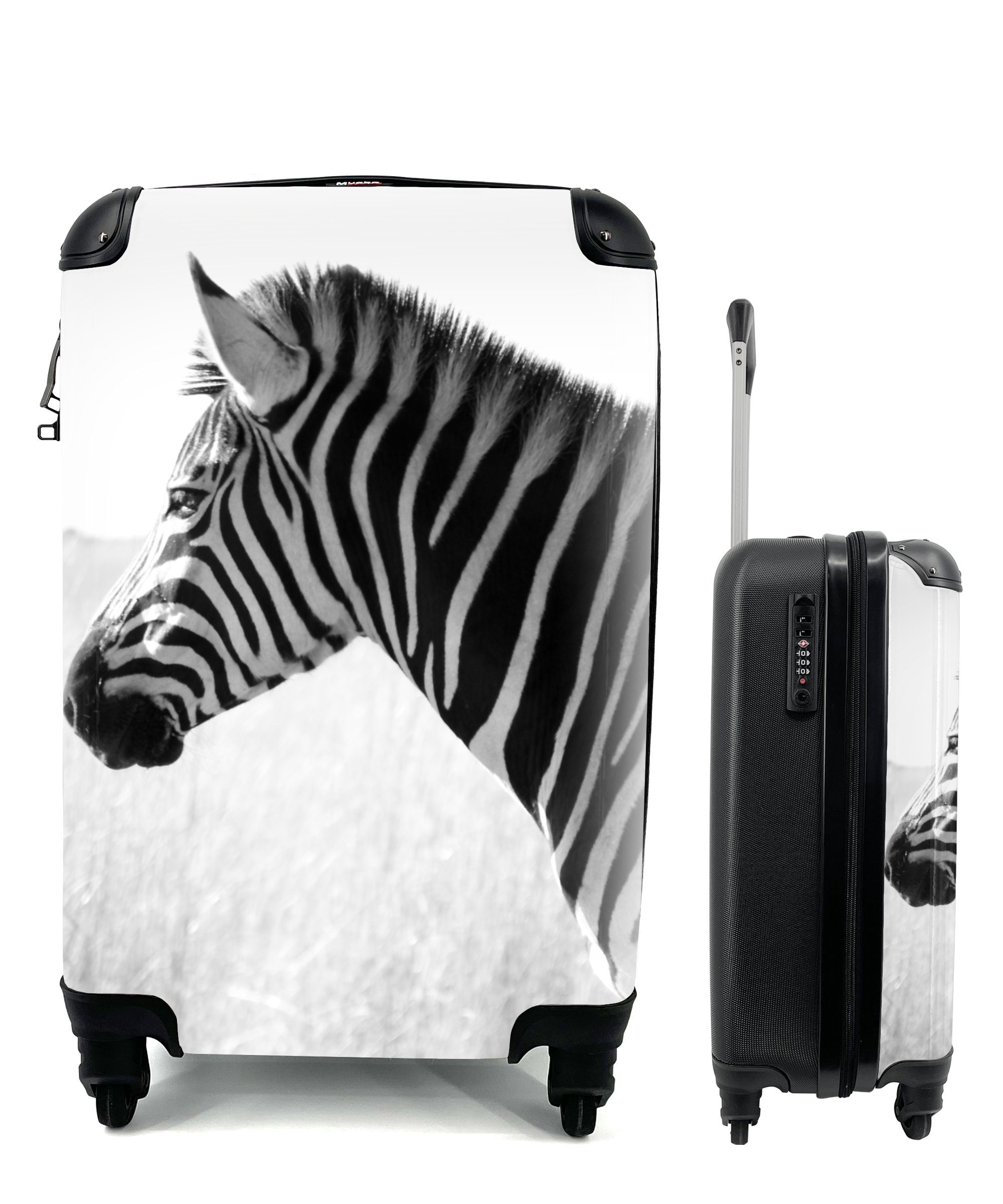 MuchoWow Handgepäckkoffer Zebra im hohen Gras, 4 Rollen, Reisetasche mit rollen, Handgepäck für Ferien, Trolley, Reisekoffer | Handgepäck-Koffer