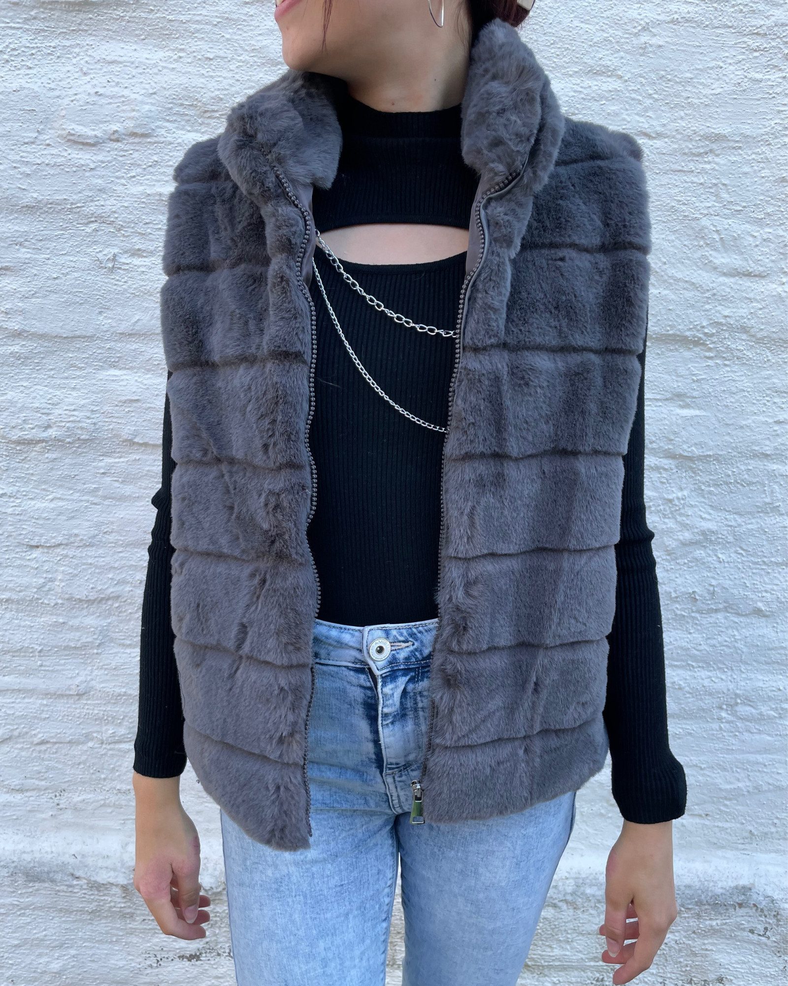 ITALY VIBES Fellweste ALESSIA - Weste - Kunstfell - modern