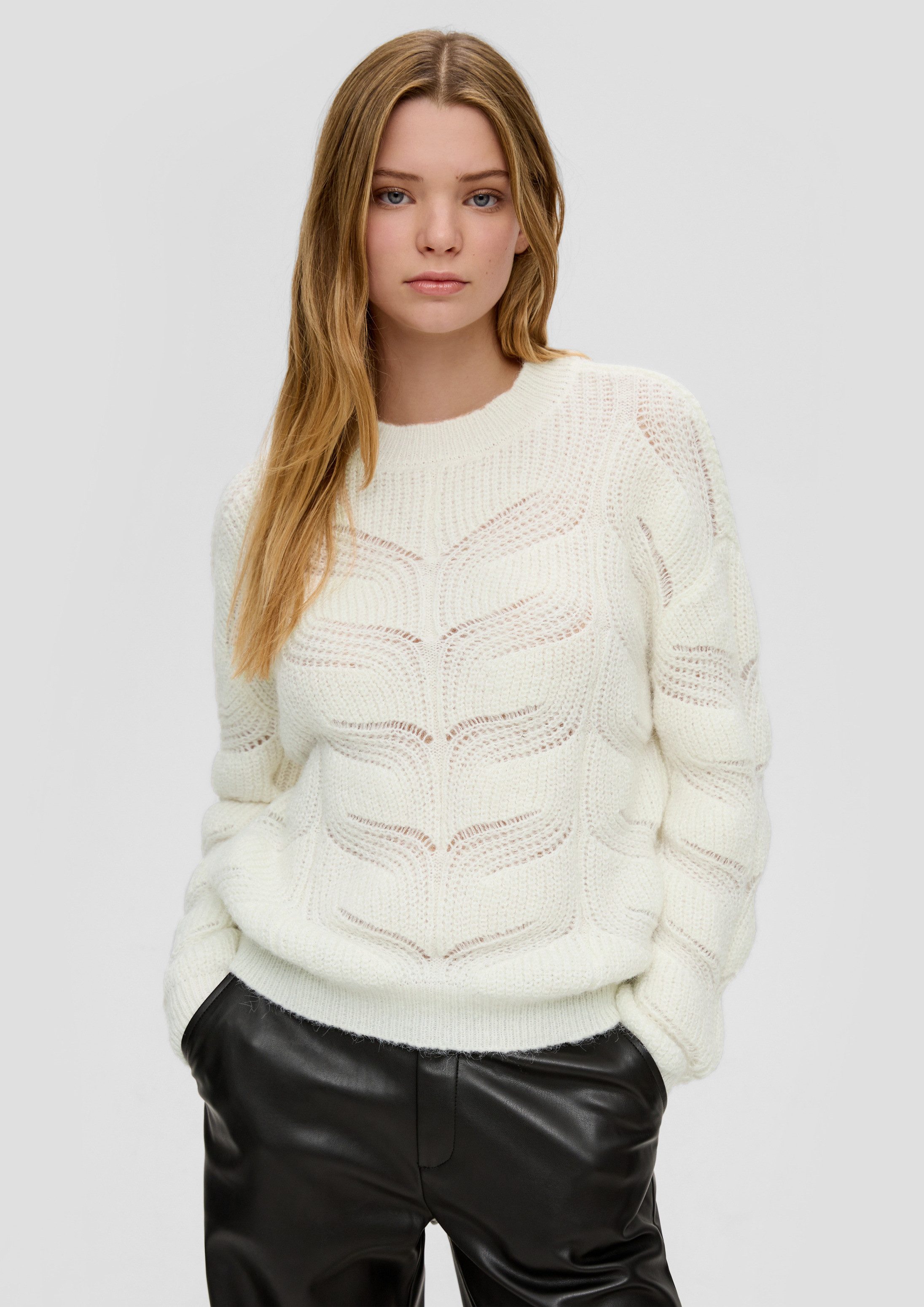 QS Longpullover Strickpullover Strickpullover mit Zopfmuster