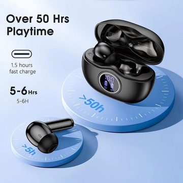 Tisoutec Kopfhörer Bluetooth In-Ear Headset, In-Ear-Kopfhörer (In-Ear Headset mit integrierten Bedienelementen für Anrufe und Musik)