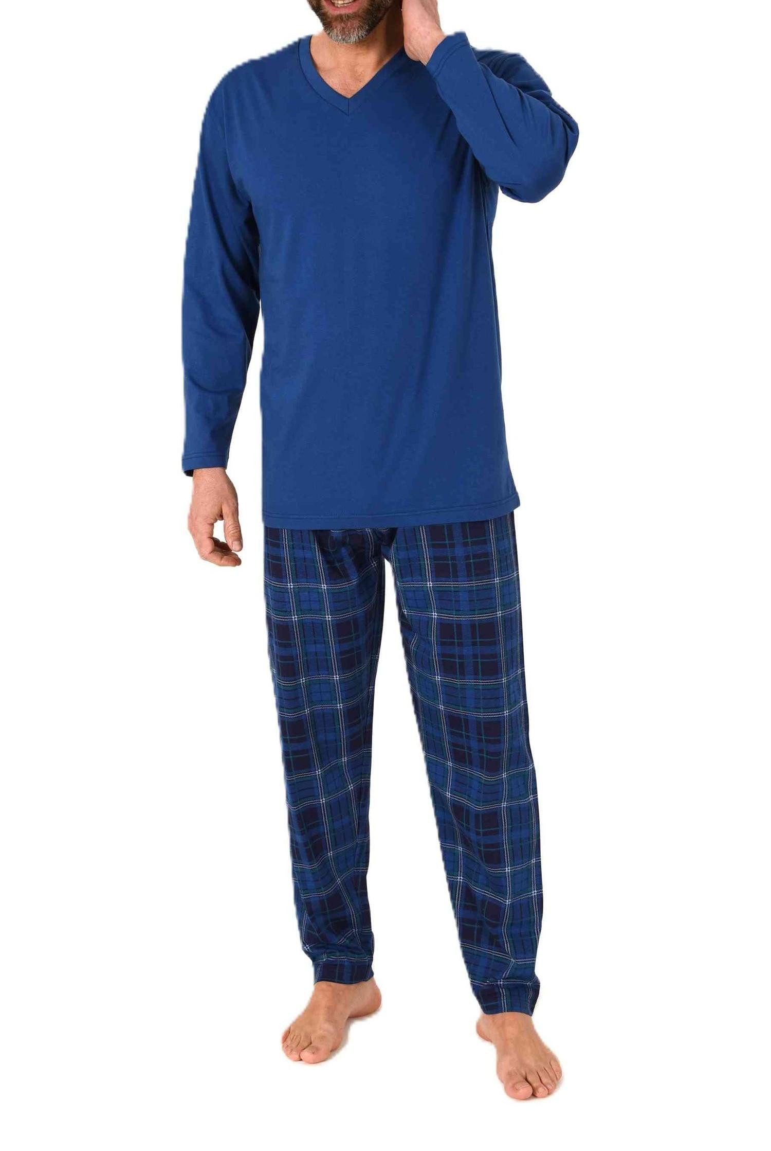 Normann Pyjama Normann Herren Schlafanzug lang mit karierter Pyjama Hose