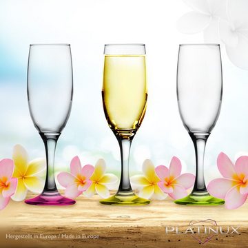 PLATINUX Sektglas Sektgläser bunt 150ml, Glas, (max.190ml) Champagnergläser Prosecco Gläser Sektflöten Sektkelche
