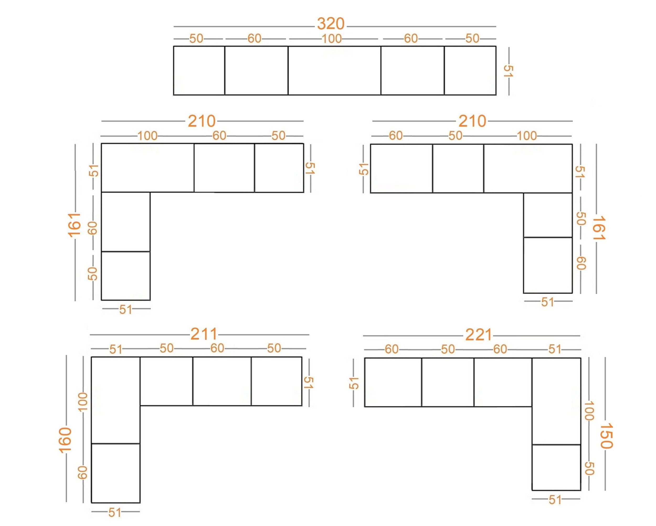 Marmex Möbel Garderobenschrank TRES SET U/B Schrank Set begehbarer Kleiderschrank Ankleidzimmer (5-St) 4 Kleiderstangen, viel Stauraum 6 Schubladen – Bild 4 von 5
