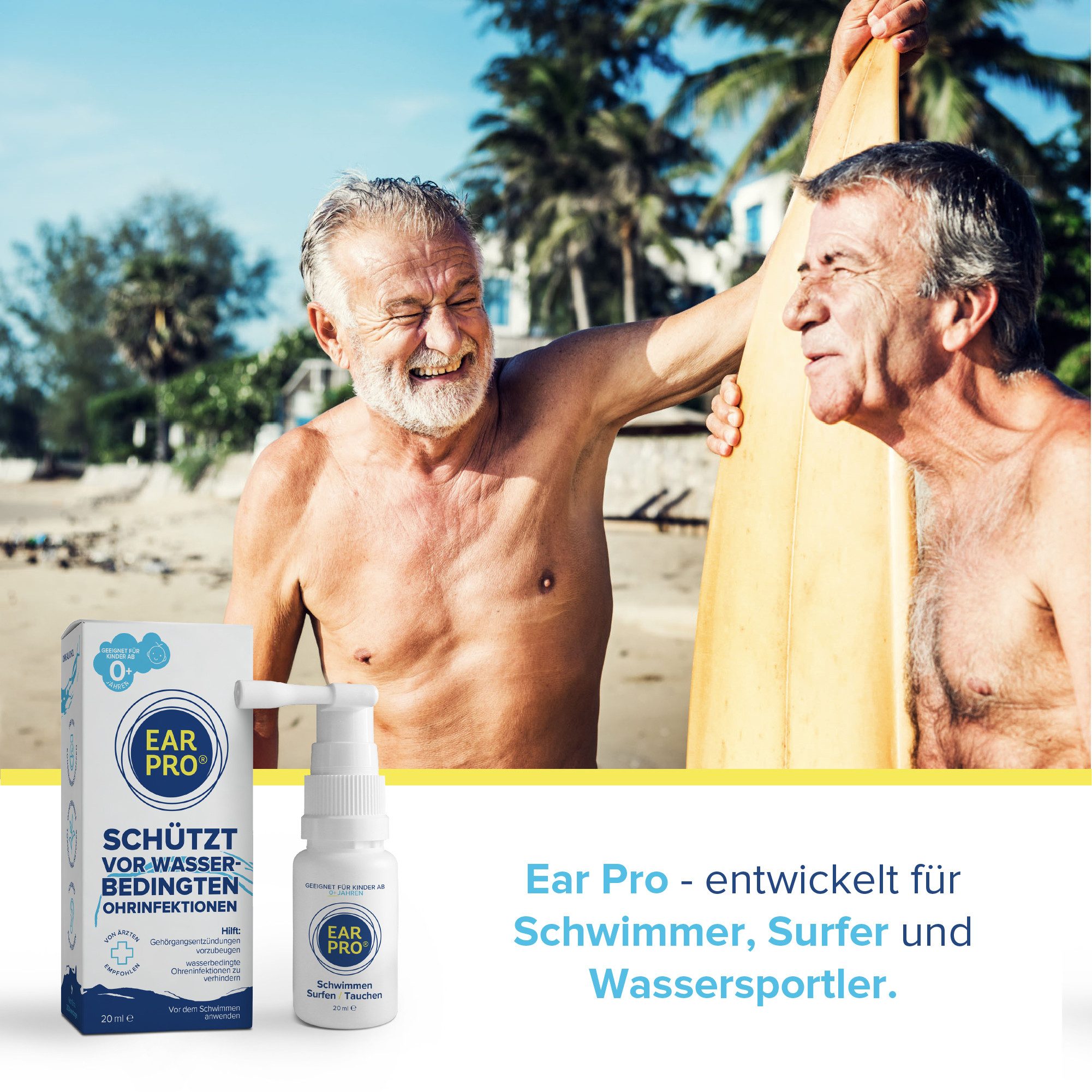 Ear Pro® Schwimm-Ohrstöpsel Ear Pro® Präventives und wasserabweisendes Ohrenspray, – Überzieht den Gehörgang mit einer wasserabweisenden Schicht