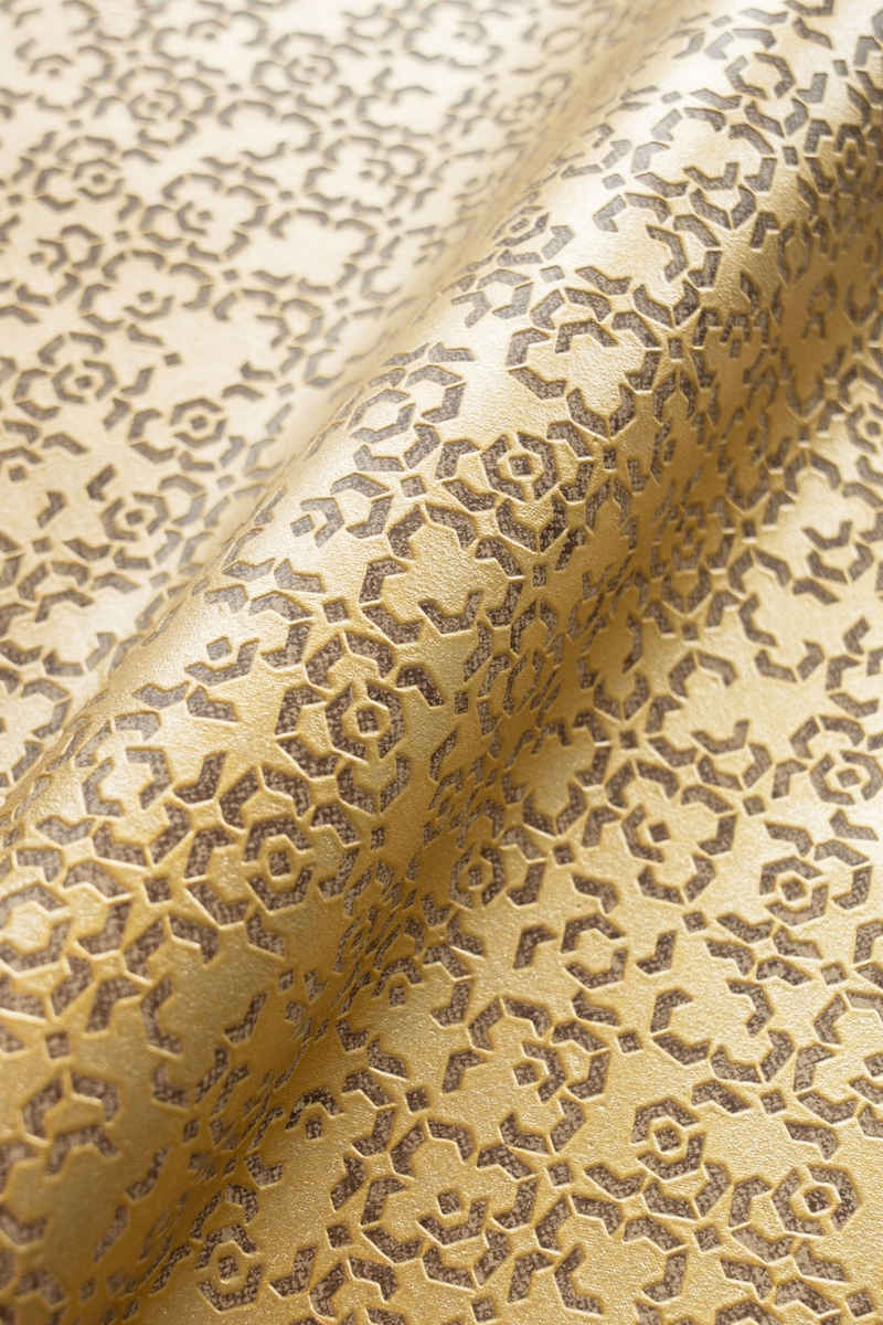 Newroom Vliestapete, Gold Tapete Glamour Glänzend - Metallic Grafiktapete Braun Grafisch Geometrisch Ornament Muster für Wohnzimmer Schlafzimmer Küche