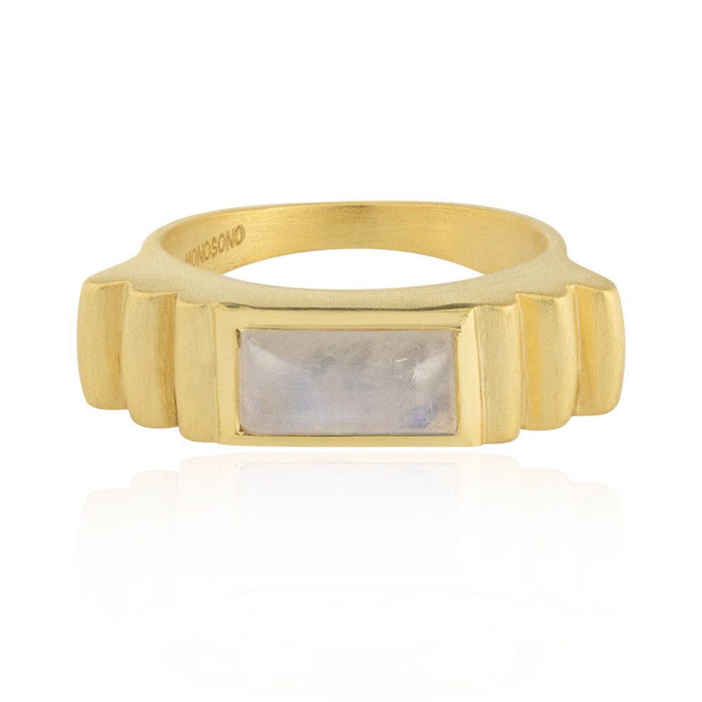 Cavill Silberring Cavill Damenring 2,025 ct Regenbogen-Mondstein, vergoldet, Silber (1-tlg)