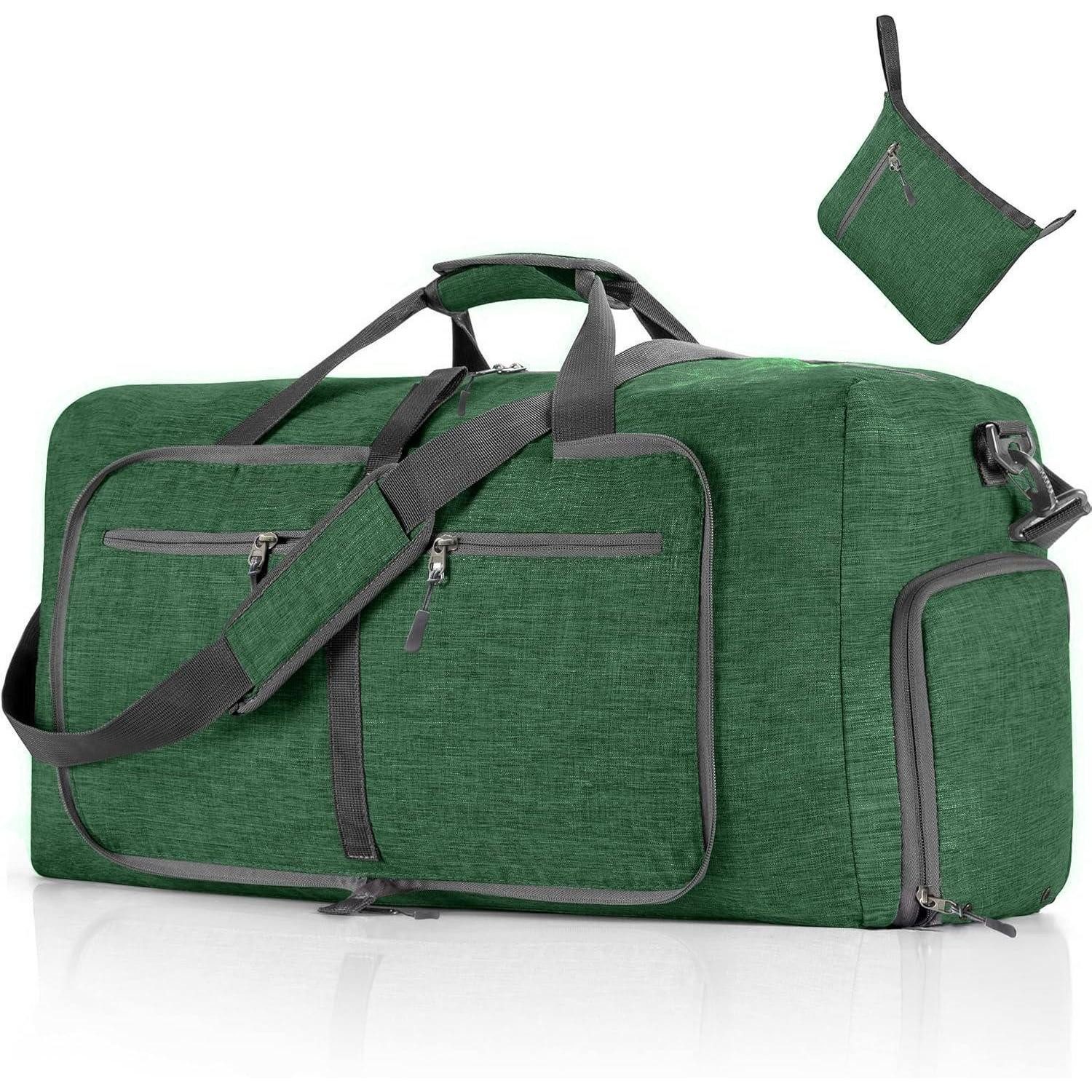 Reisetasche Reisetasche Schuhfach Falttasche Camping Reisen I Dunkelgrün 85L