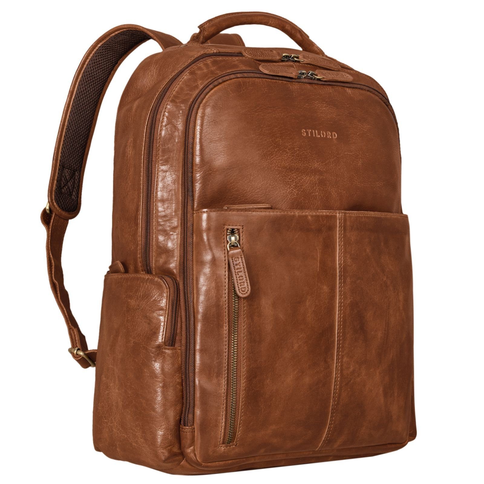 STILORD Notebook-Rucksack "Sherlock" Laptoprucksack Damen und Herren 17 Zoll Leder