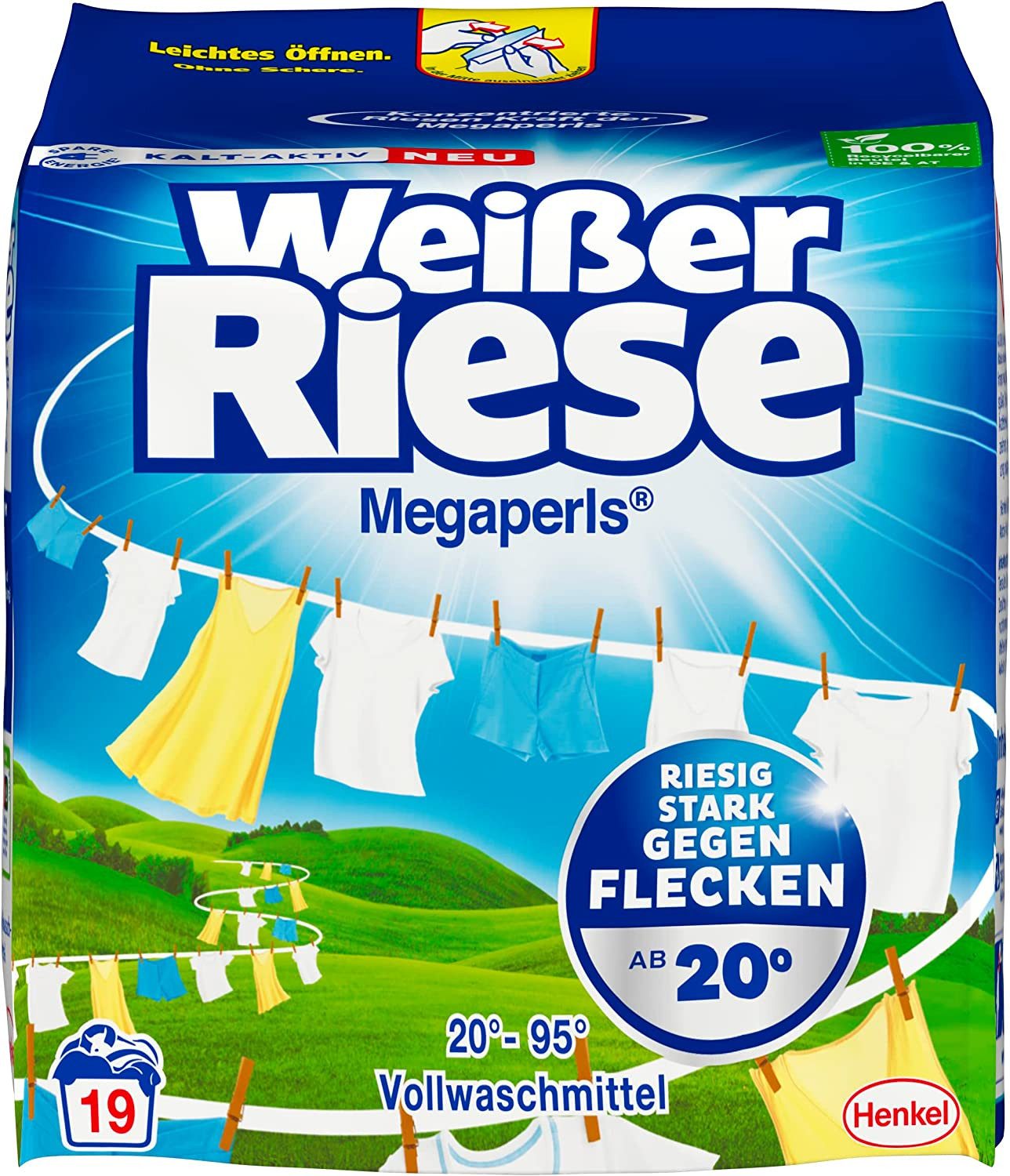 Weißer Riese Universal Megaperls 19 WL Vollwaschmittel (1-St. wirksam ab 20°C - 100 % recycelbar)