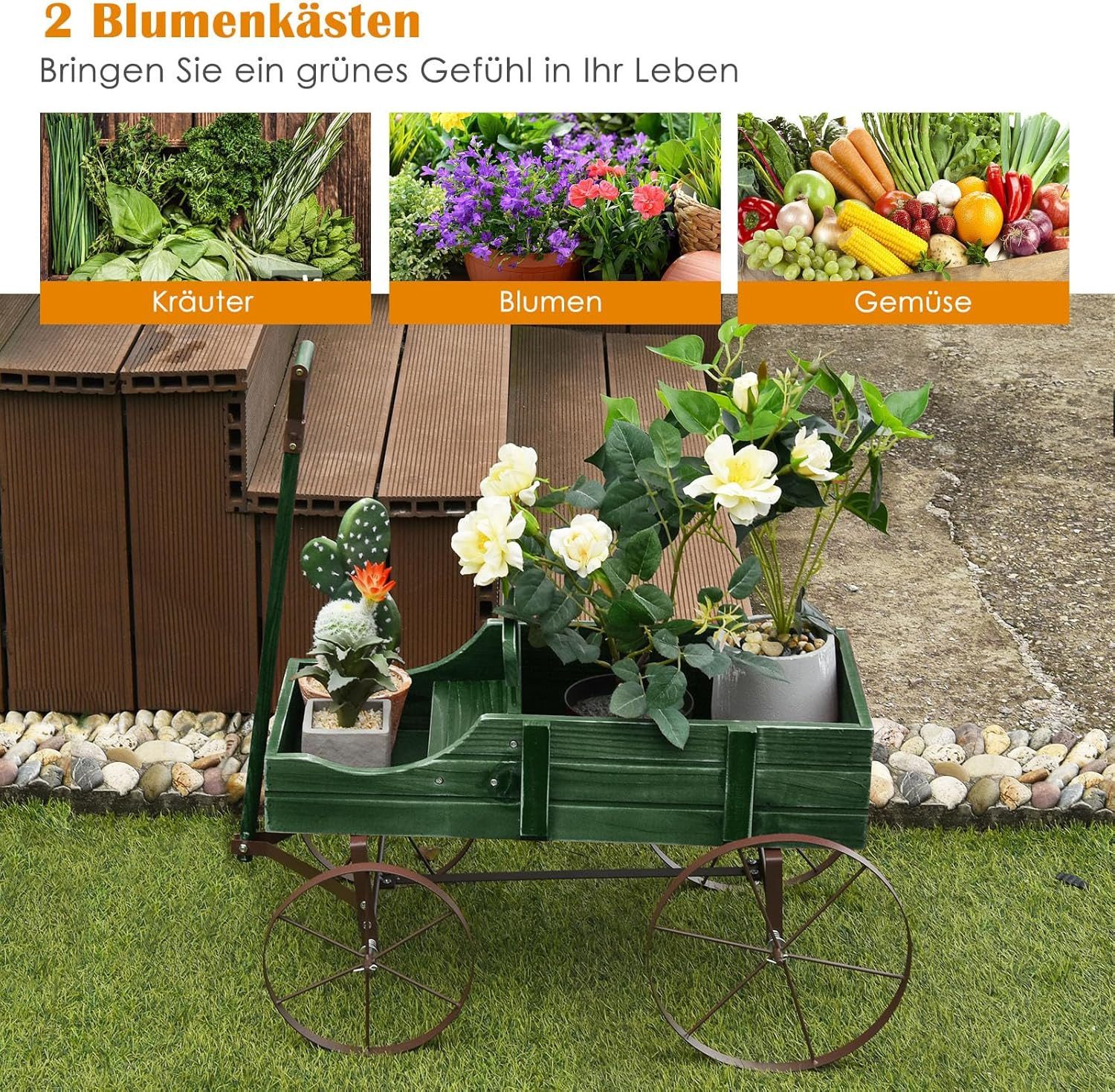 KOMFOTTEU Blumenständer Blumenwagen, 2 separate Blumenregale,Tragkraft günstig online kaufen