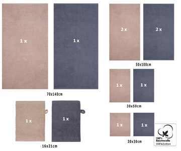 Betz Handtuch Set 12 TLG. Handtuch Set BERLIN Farbe cappuccino - dunkelgrau, 100% Baumwolle (12 Teile, 12-St)